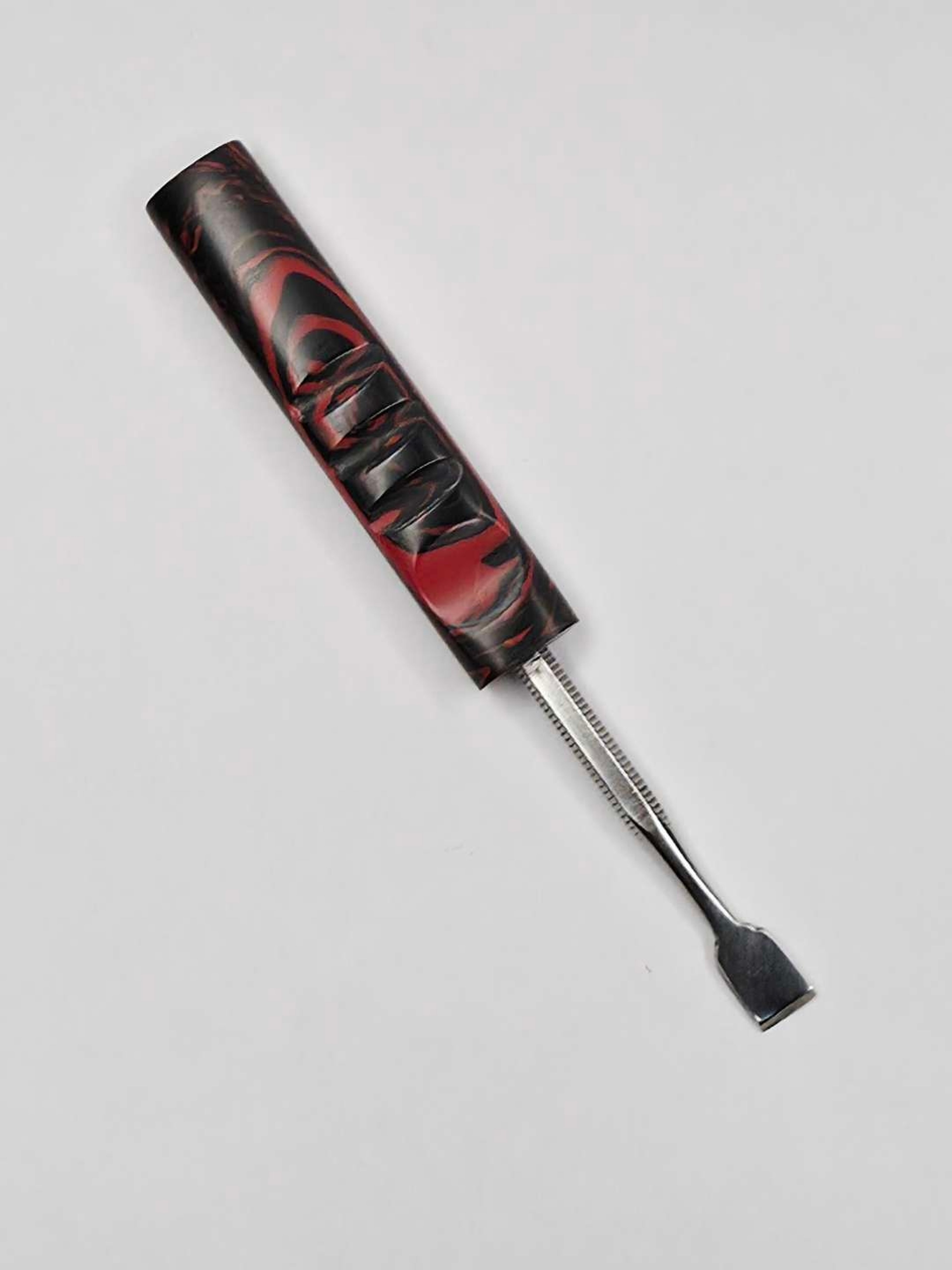 Preview pic of Rogue Magma Dab Tool – Red & Black Swirl Handle – Stainless Steel Tip – Recycled Plastic