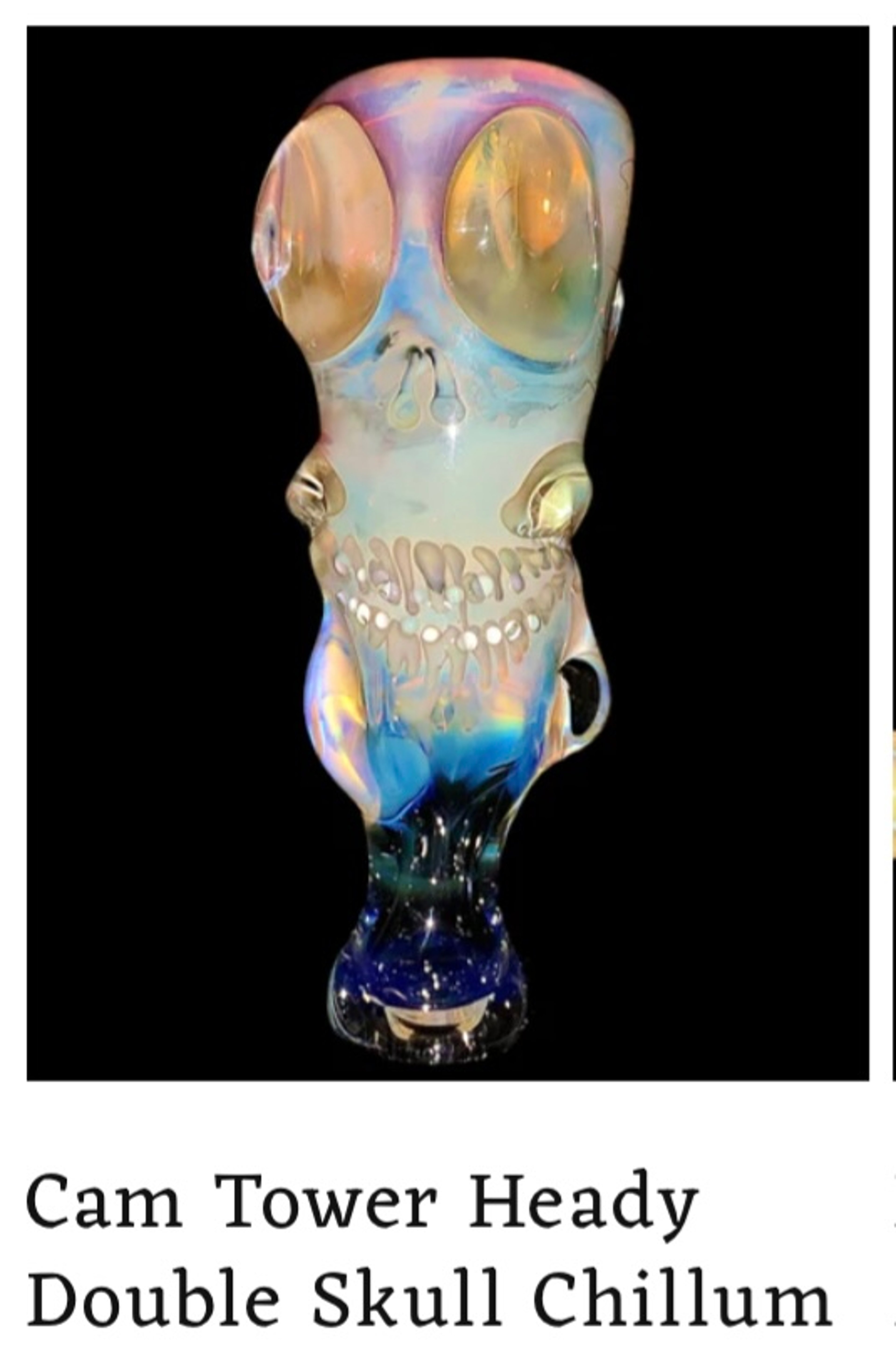 Preview pic of 4” Cam Tower Double Sided Skull Chillum