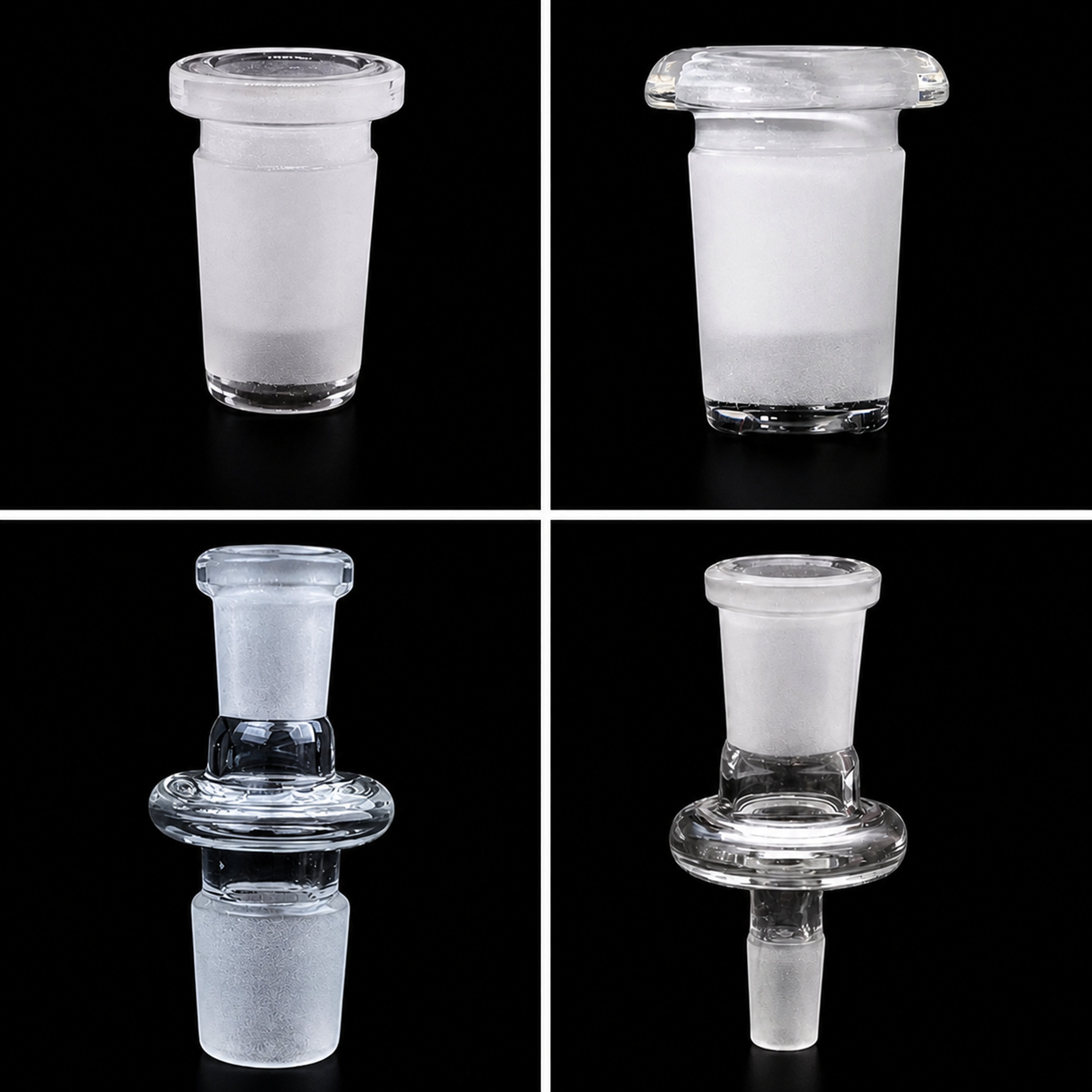 Preview pic of 4pc Glass Adapter Bundle – 10mm 14mm 18mm Male to Female Joint Set