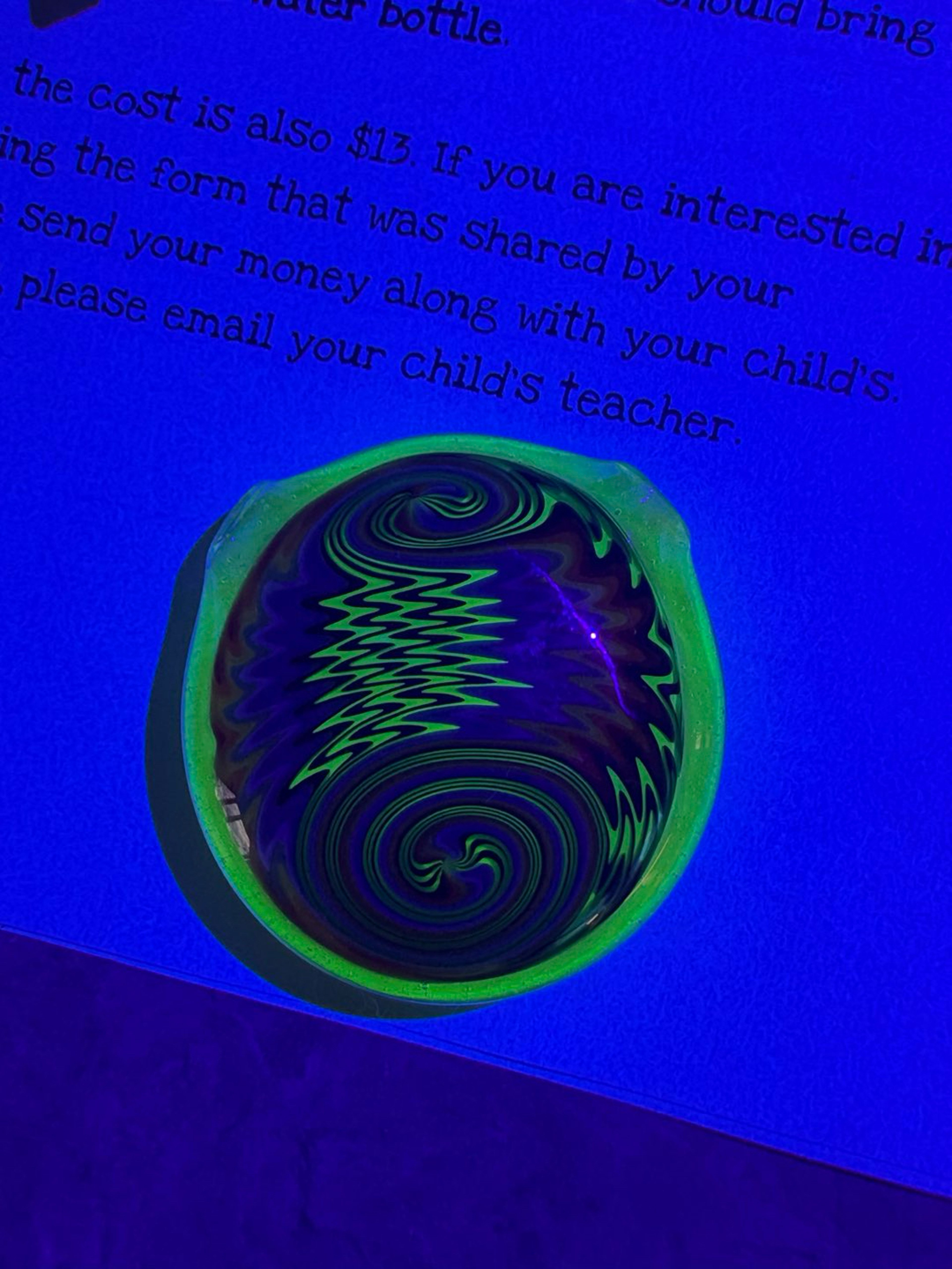 Preview pic of 2026 Plymouth Flameworks UV reactive Hollow pendant