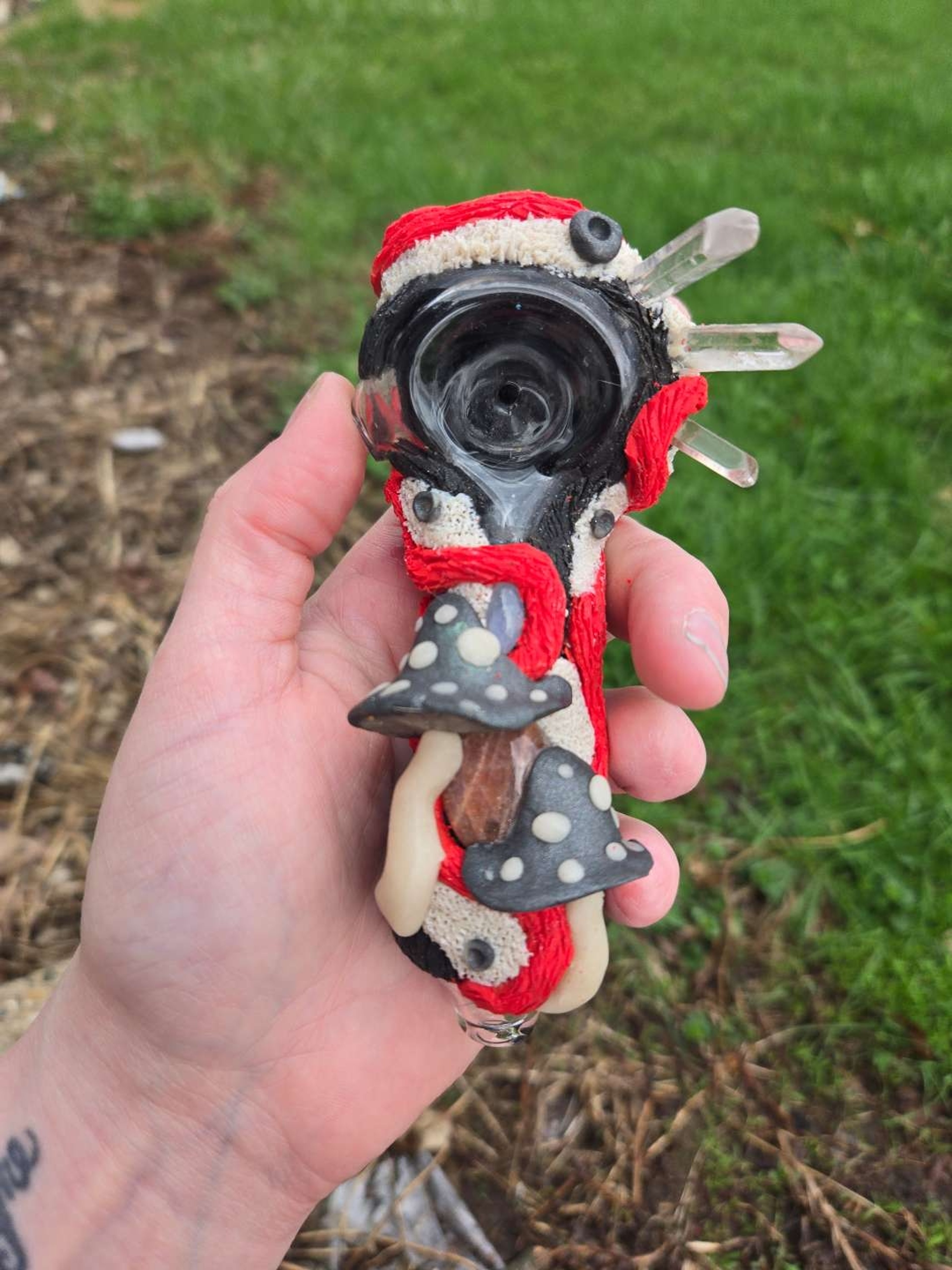 Handsculpted on Custom Glass Mushroom Cottagecore spoon image 0