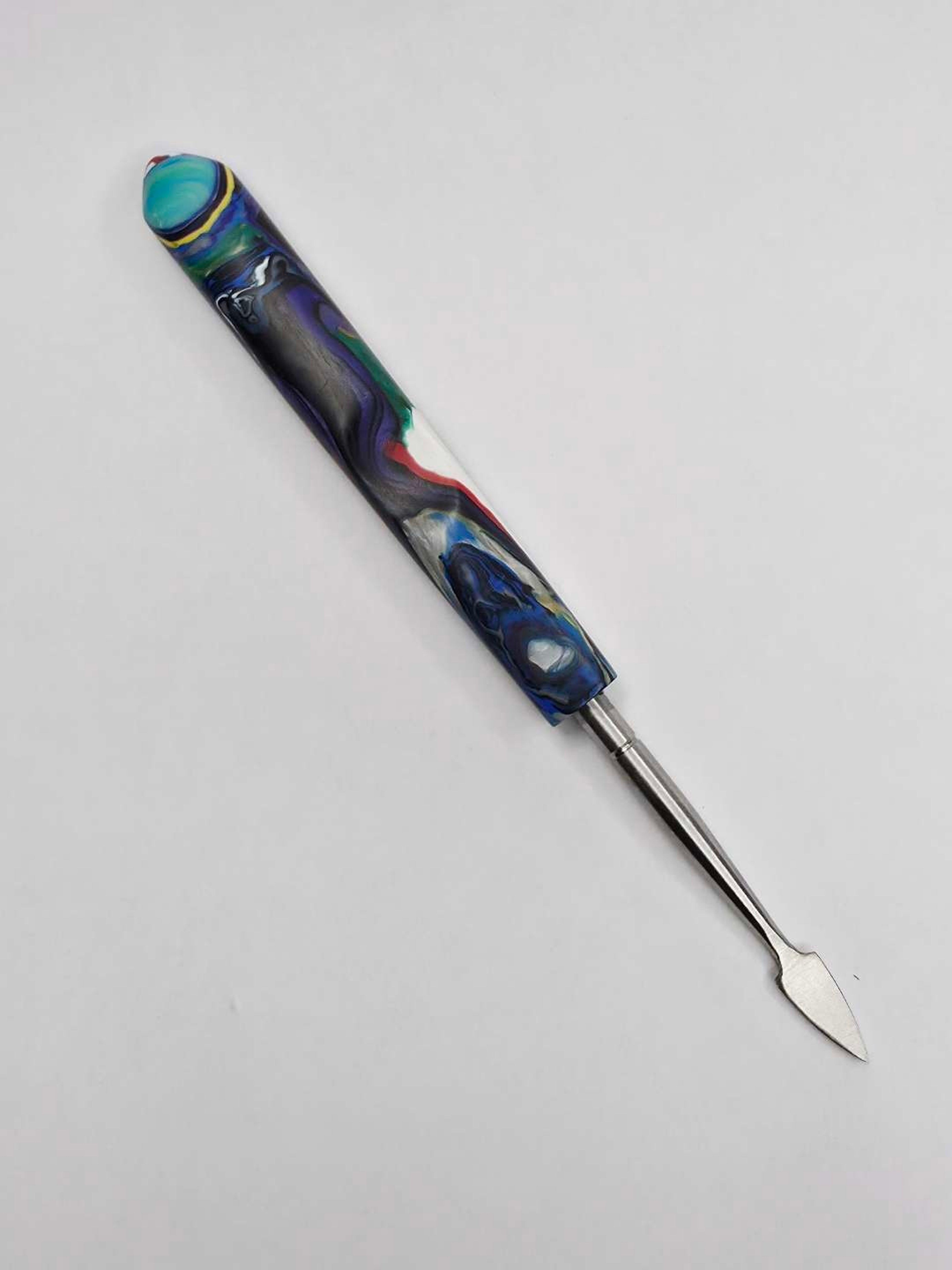 Preview pic of Cosmic Current – Premium Recycled HDPE Dab Tool – Handmade Eco-Luxury Handle w/ Stainless Steel Tip – One-of-a-Kind Functional Art – Made in USA