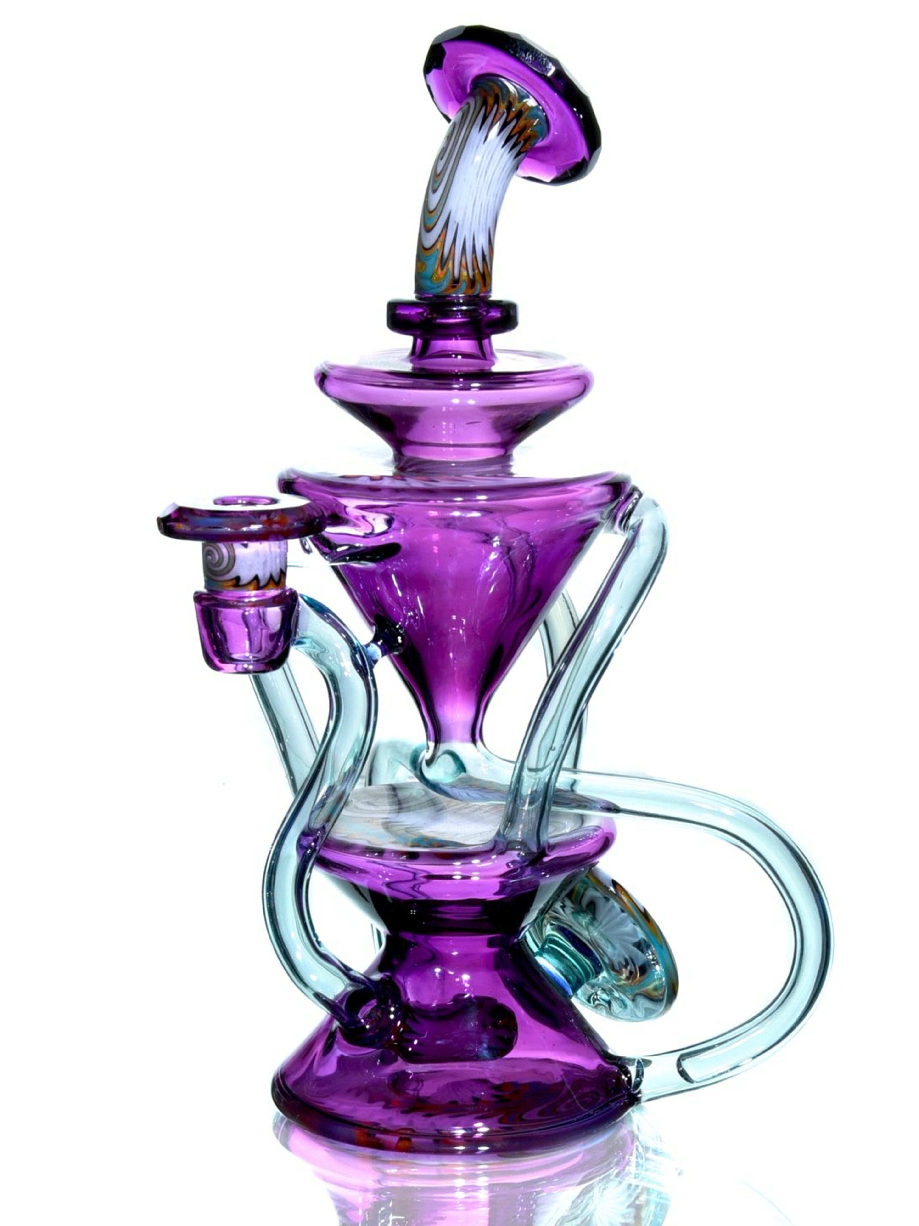 Preview pic of Capt’n Cronic - Full-size Faceted Triple Double Floating Recycler - Gold Amethyst/Meta-Terrania - 10mm Female