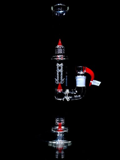 Preview pic of Sovereignty Glass - PA Pawn - Slitted Fixed 4 Perc Tube w/ Inv4 Splashguard - Cherry - 18mm Female
