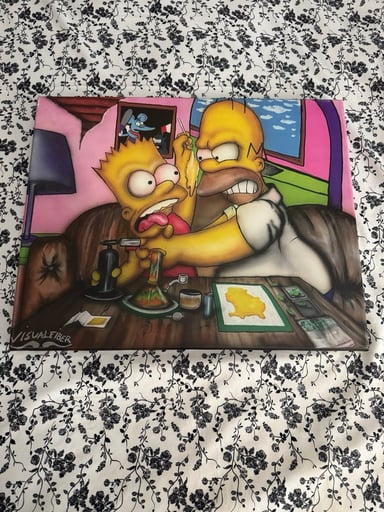 Preview pic of Visual Fiber Printed Simpsons Canvas w/ Dab Tray (16x20)