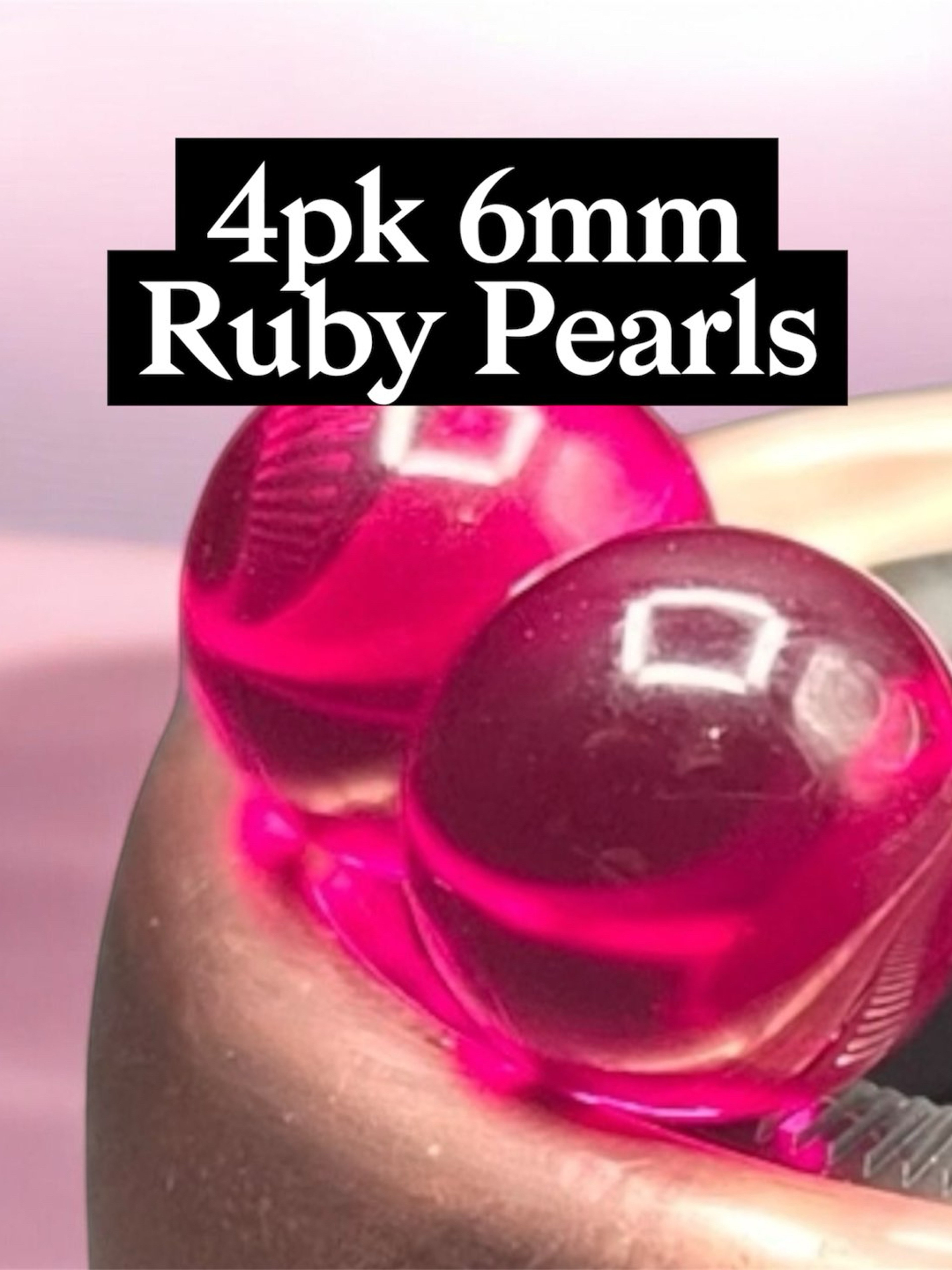 4 pack 6mm Ruby Pearls image 0