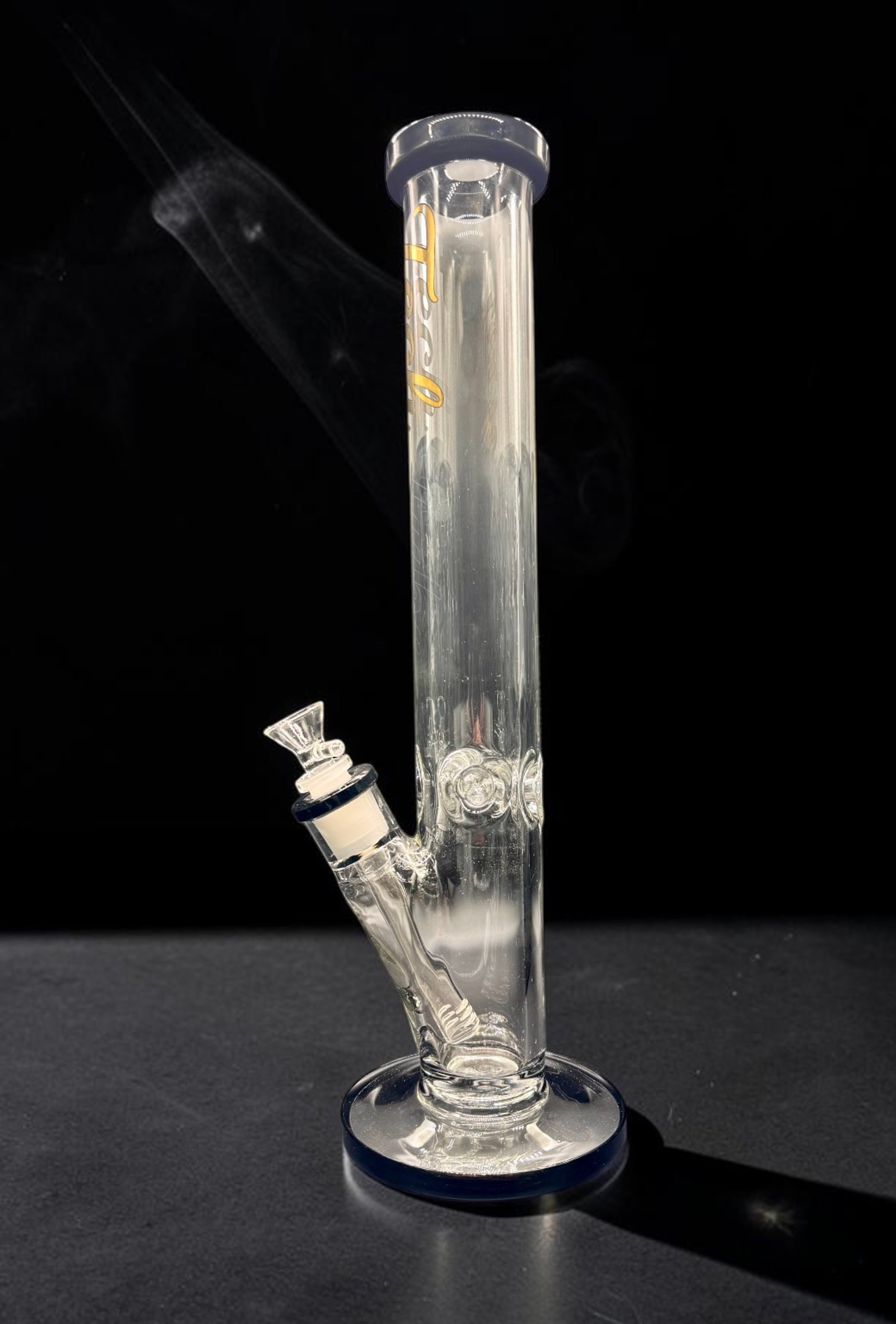 Preview pic of 16” Straight Tube Glass Bong – 9mm Thick Heavy Glass Water Pipe w/ 14mm Bowl & Black Accents