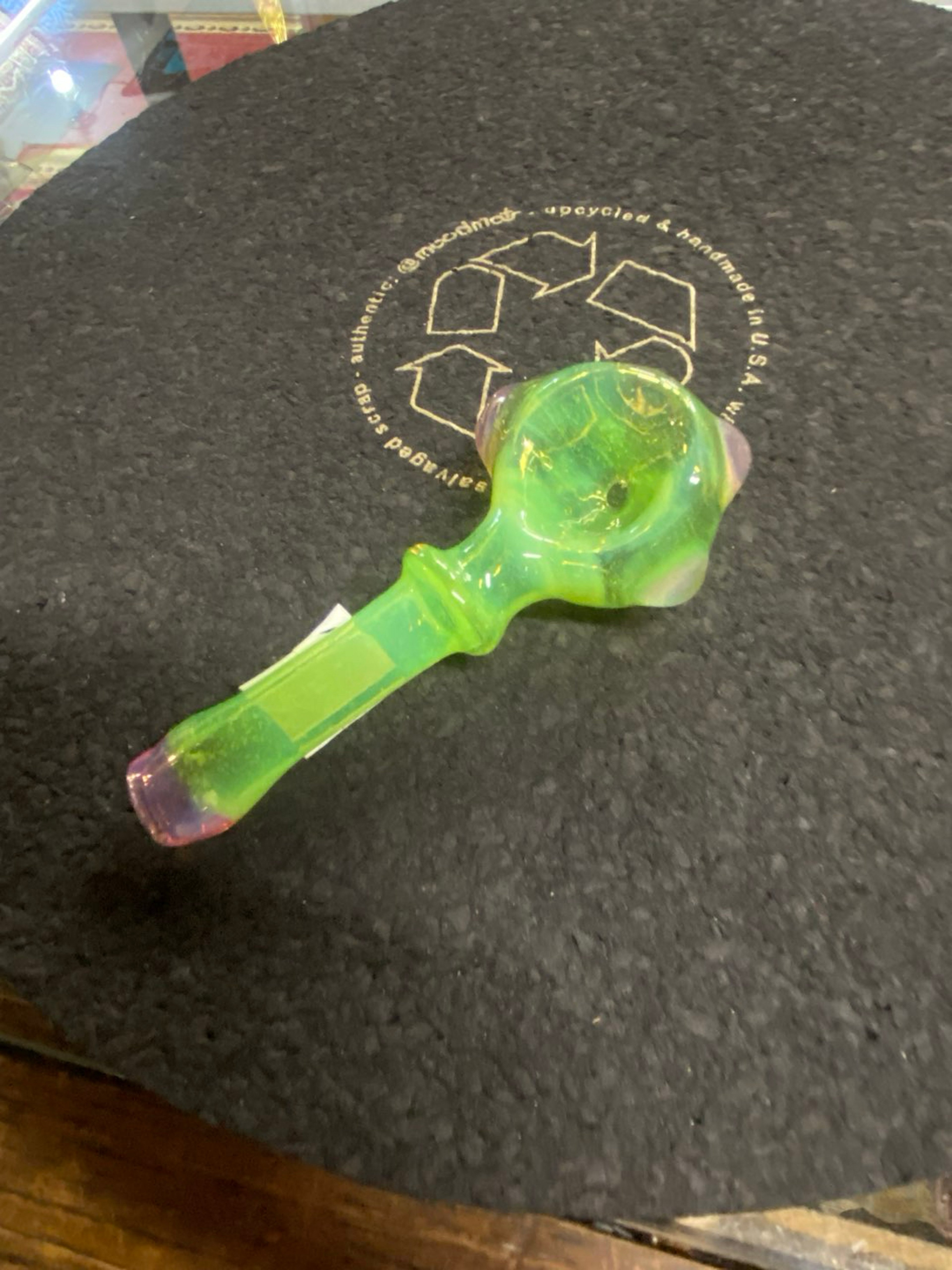Freeways Glass Art Spoon - Lime Green image 0
