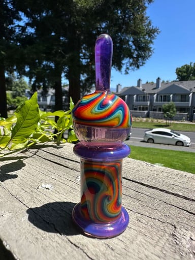 Preview pic of Unity glass carb cap with stand *Small chip on side*