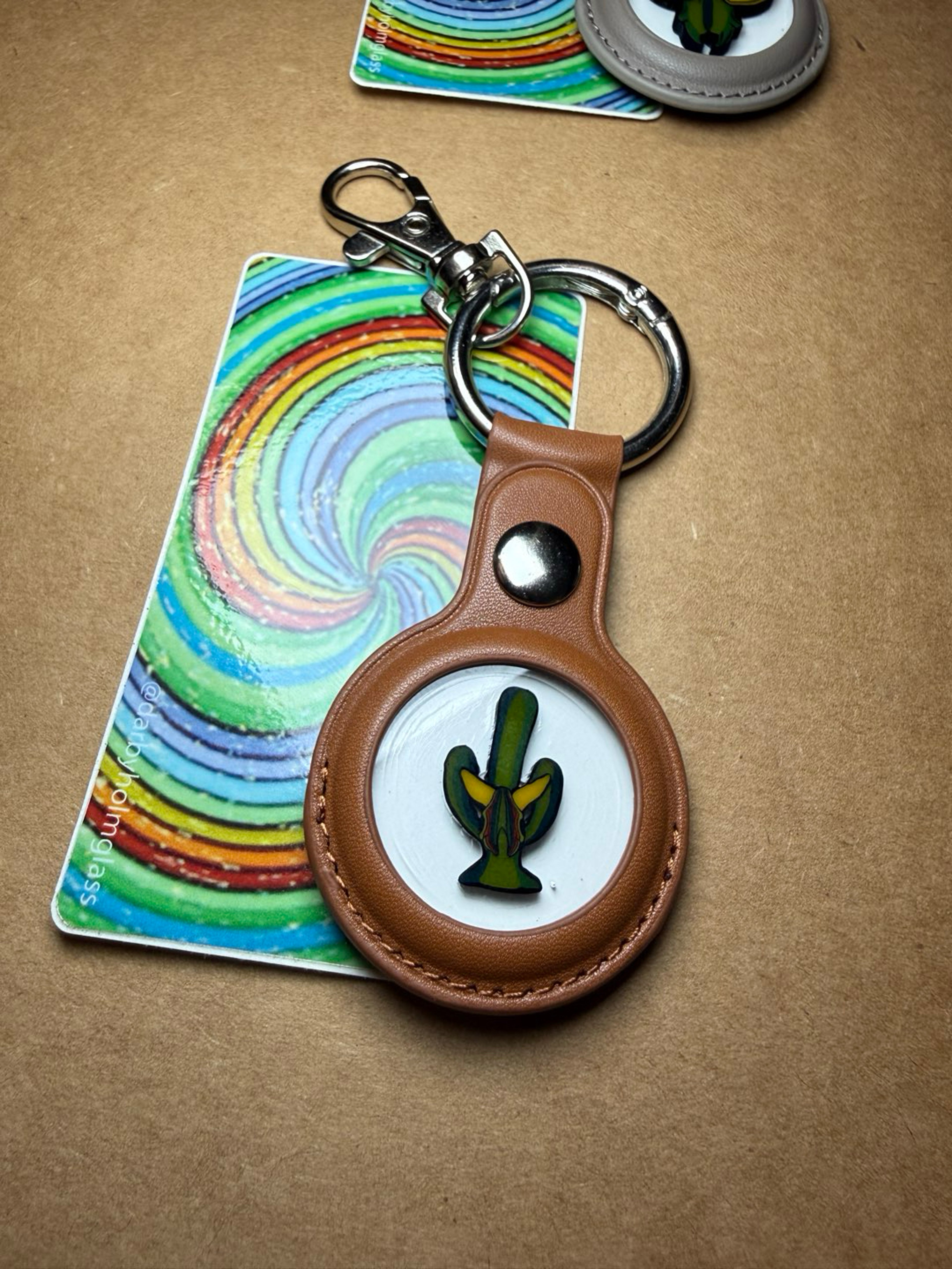 Leather Darby Keychain with Lrg Cactus Coin image 0
