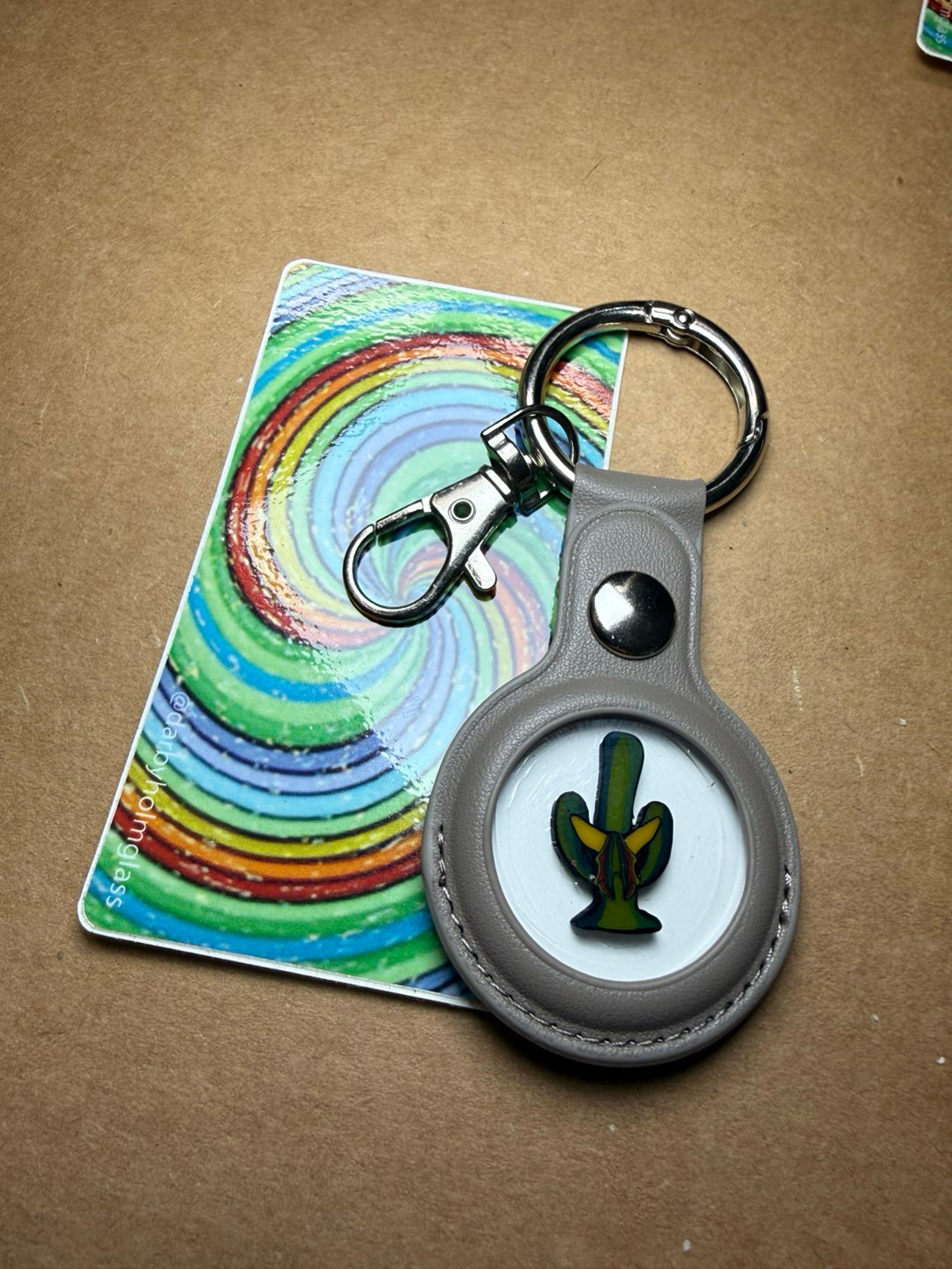 Leather Darby Keychain with Lrg Cactus Coin image 0