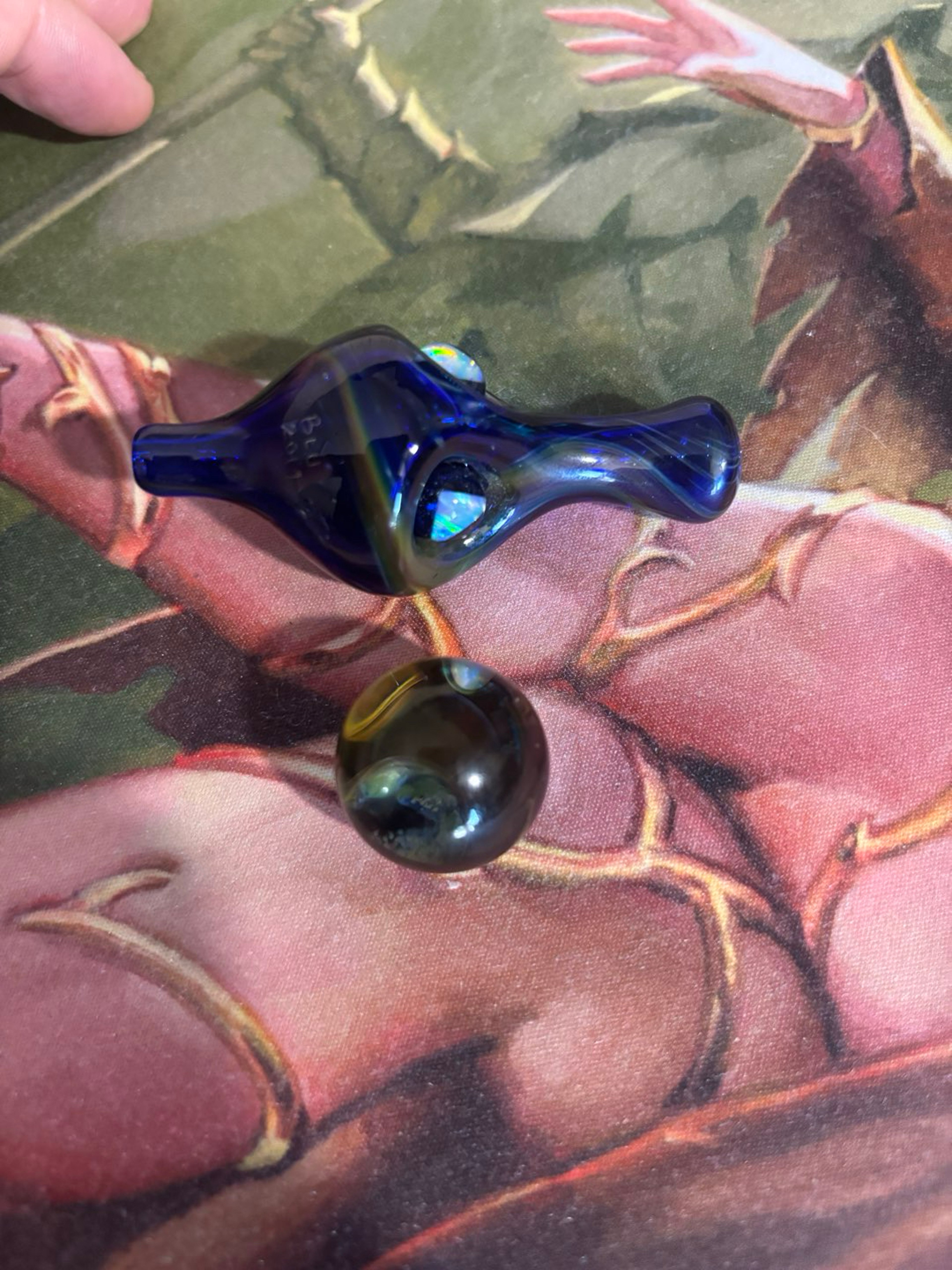 Preview pic of Jolex x bluesunglass carb cap and Jolex slurper marble