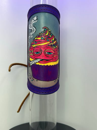 Preview pic of Neon Frosted Cupcake RipGrip Leather Sleeve for Glass Piece Neck