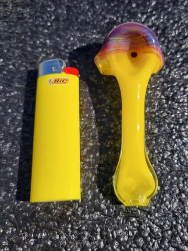 Preview pic of Yellow Sunset Freeways Glass Art Spoon