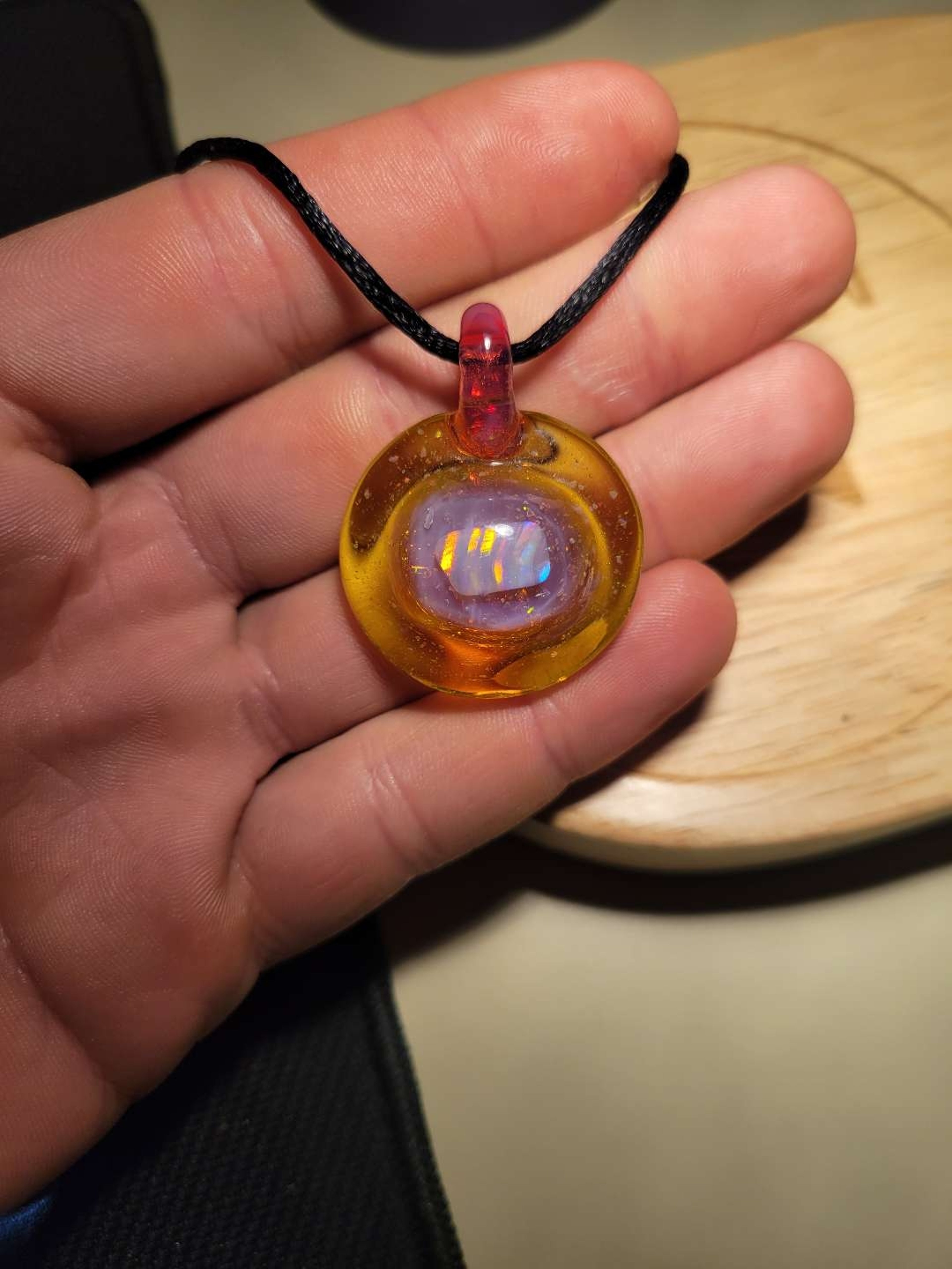 Terps/karmaline  crushed opal slab pendant image 0