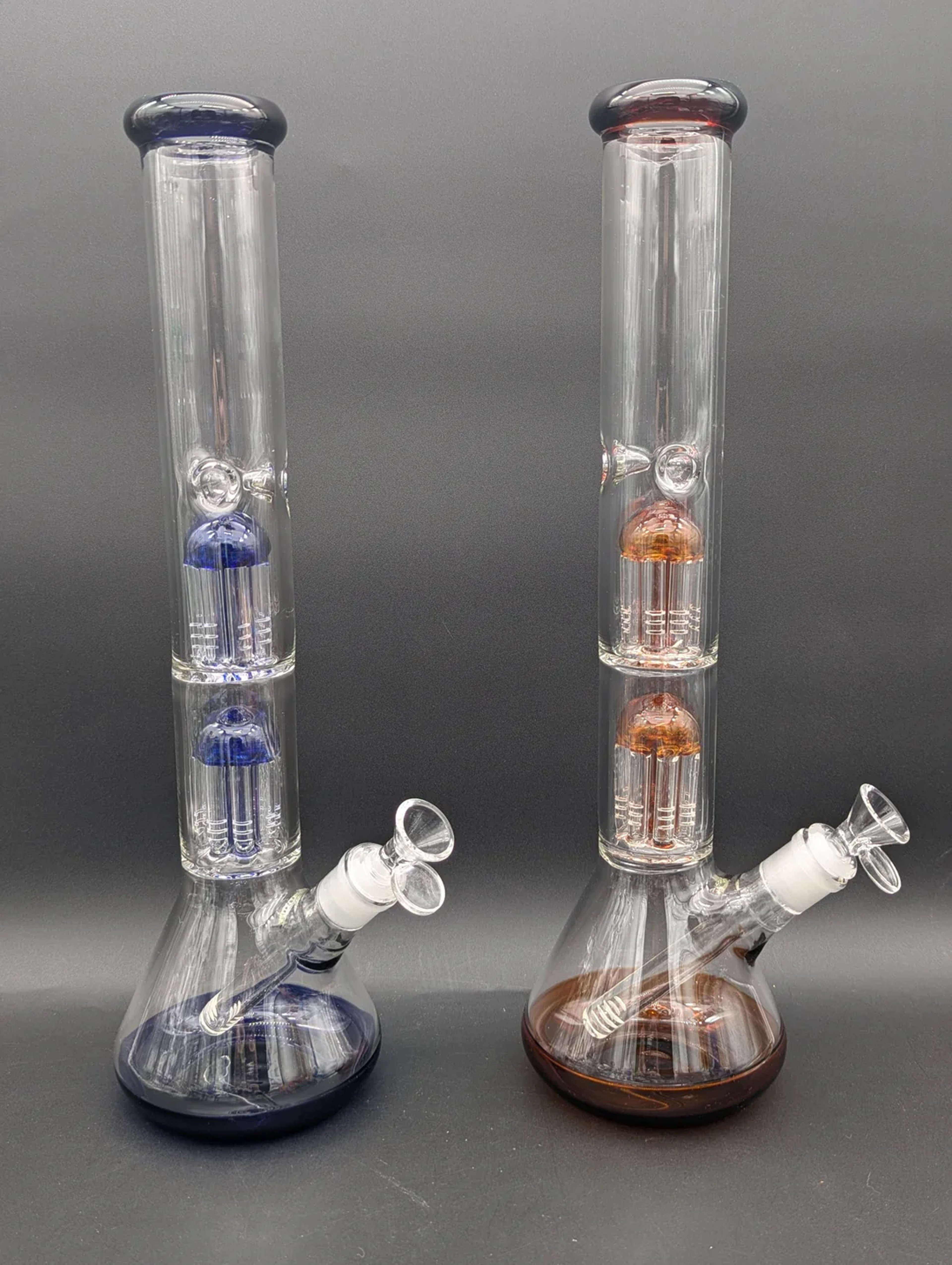 16" DOUBLE TREE COLOR ACCENT BEAKER BONG image 0