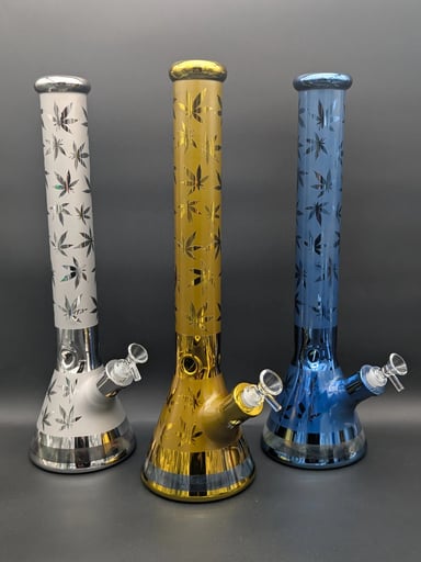 Preview pic of 18" IRIDESCENT LEAF BEAKER BONGS