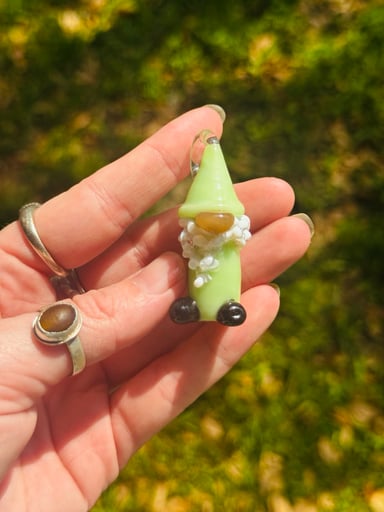 Preview pic of Lime green gnome pendant