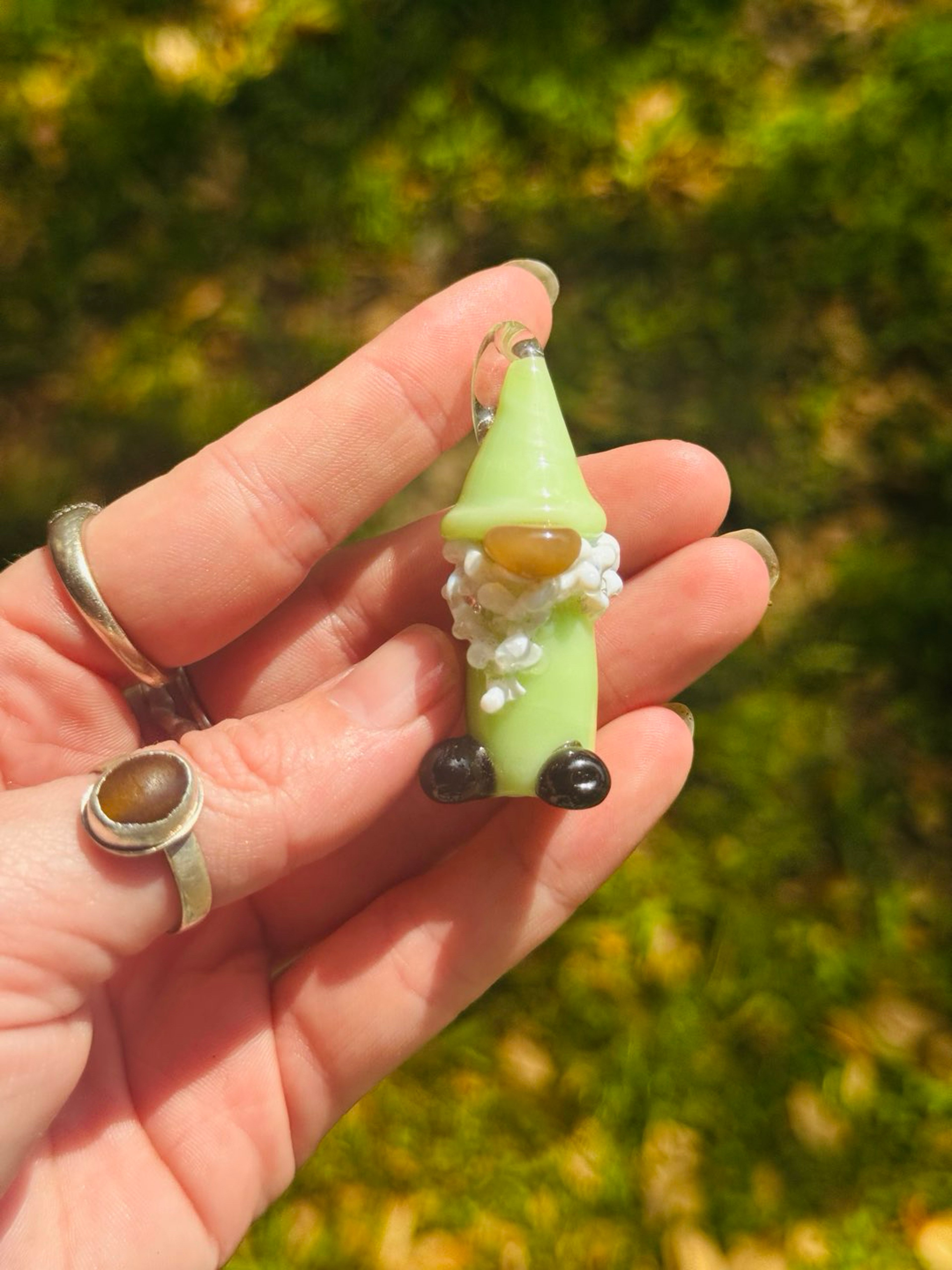 Preview pic of Lime green gnome pendant