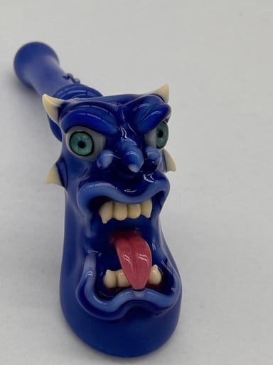 Preview pic of Kaleb Folck Open Mouth Blue Face hammer pipe *Brand New*