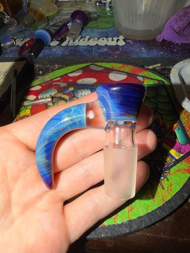 Preview pic of Jared Bennett 4 hole light blue amber purple