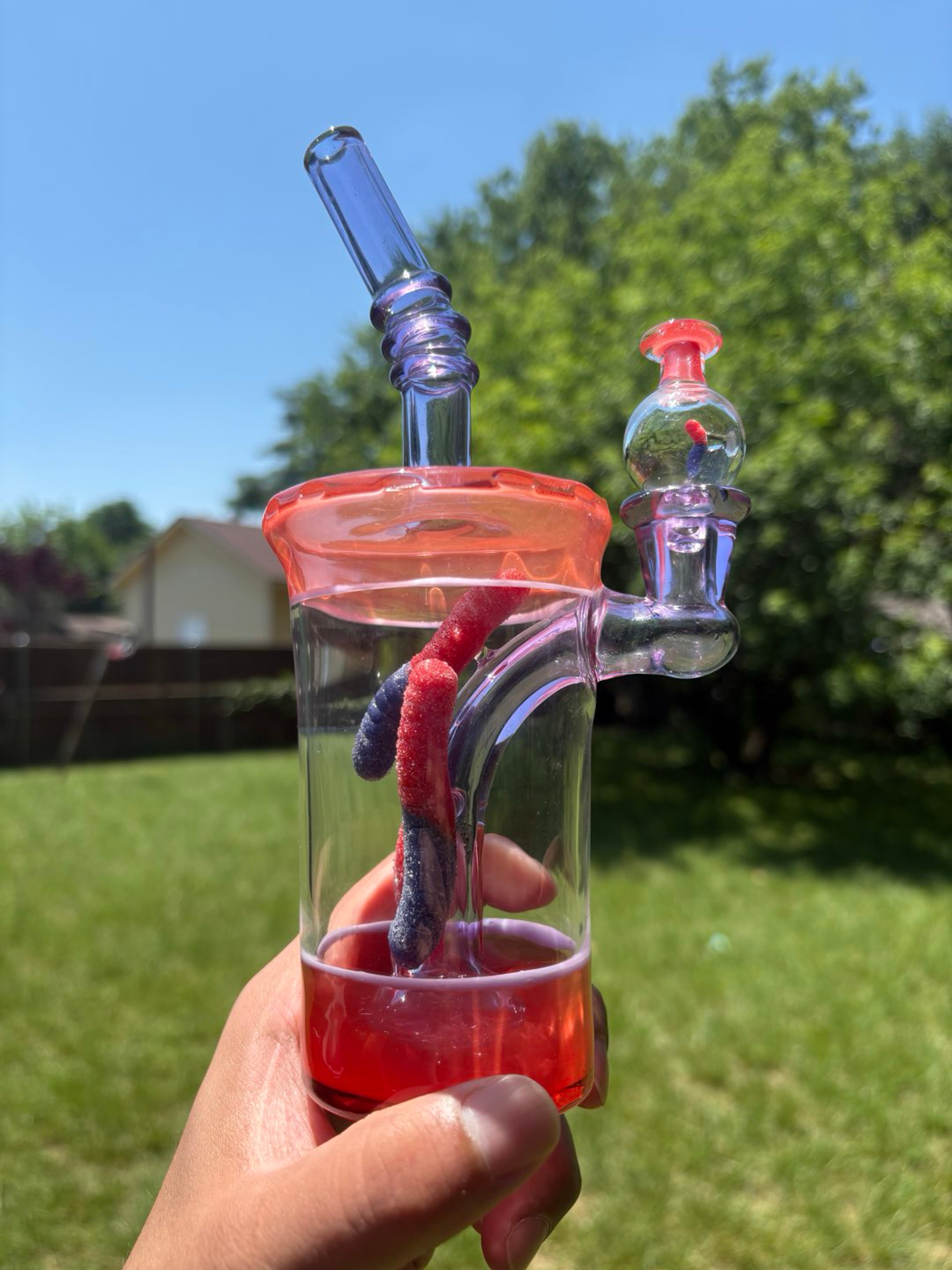 Preview pic of Emperial Glass 2022 w/ matching bubble cap, puff con matt, marbles, sour patch worm & kids