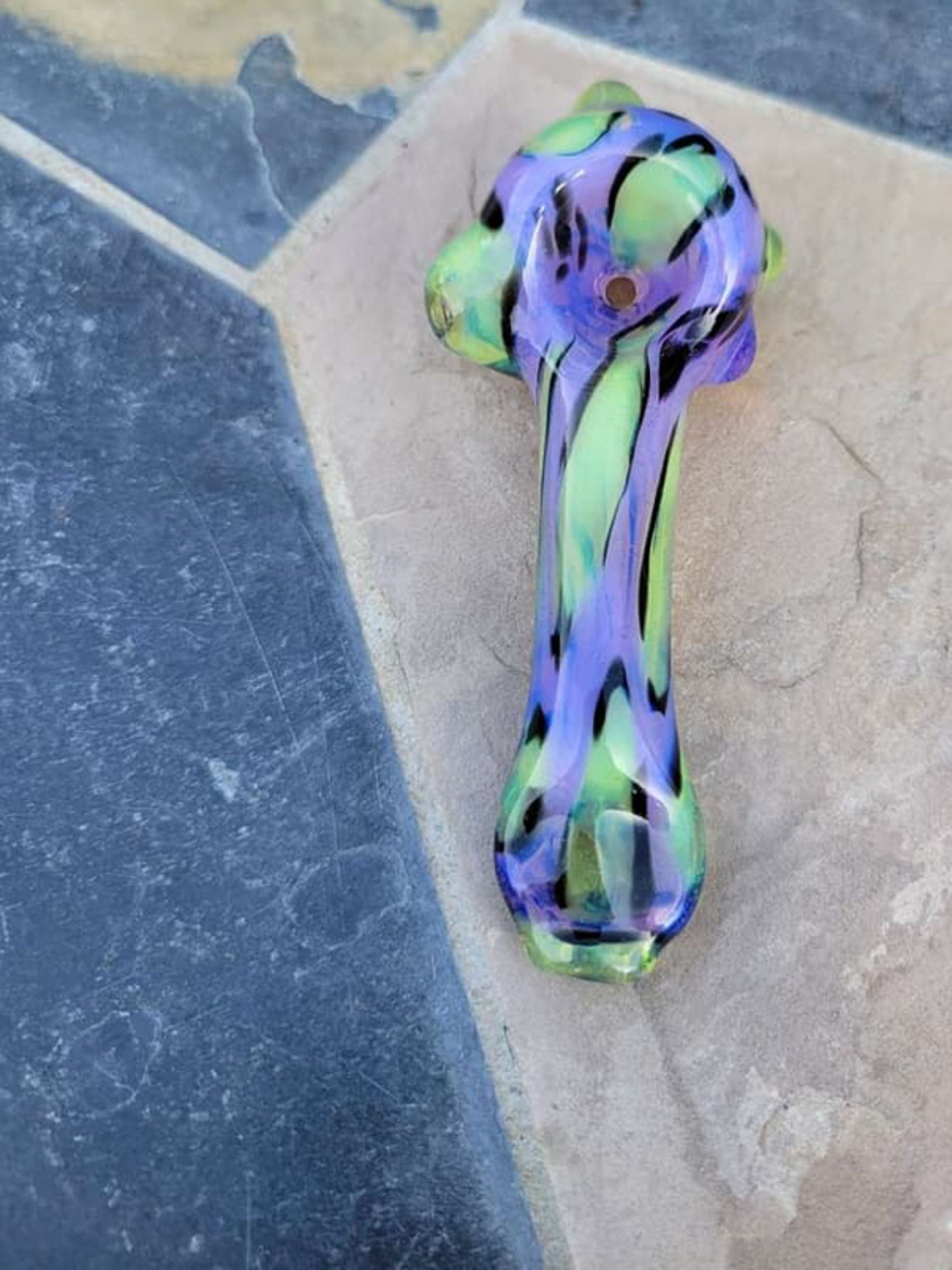 Purple & Green Freeways Glass Art Bengal Print Spoon image 0