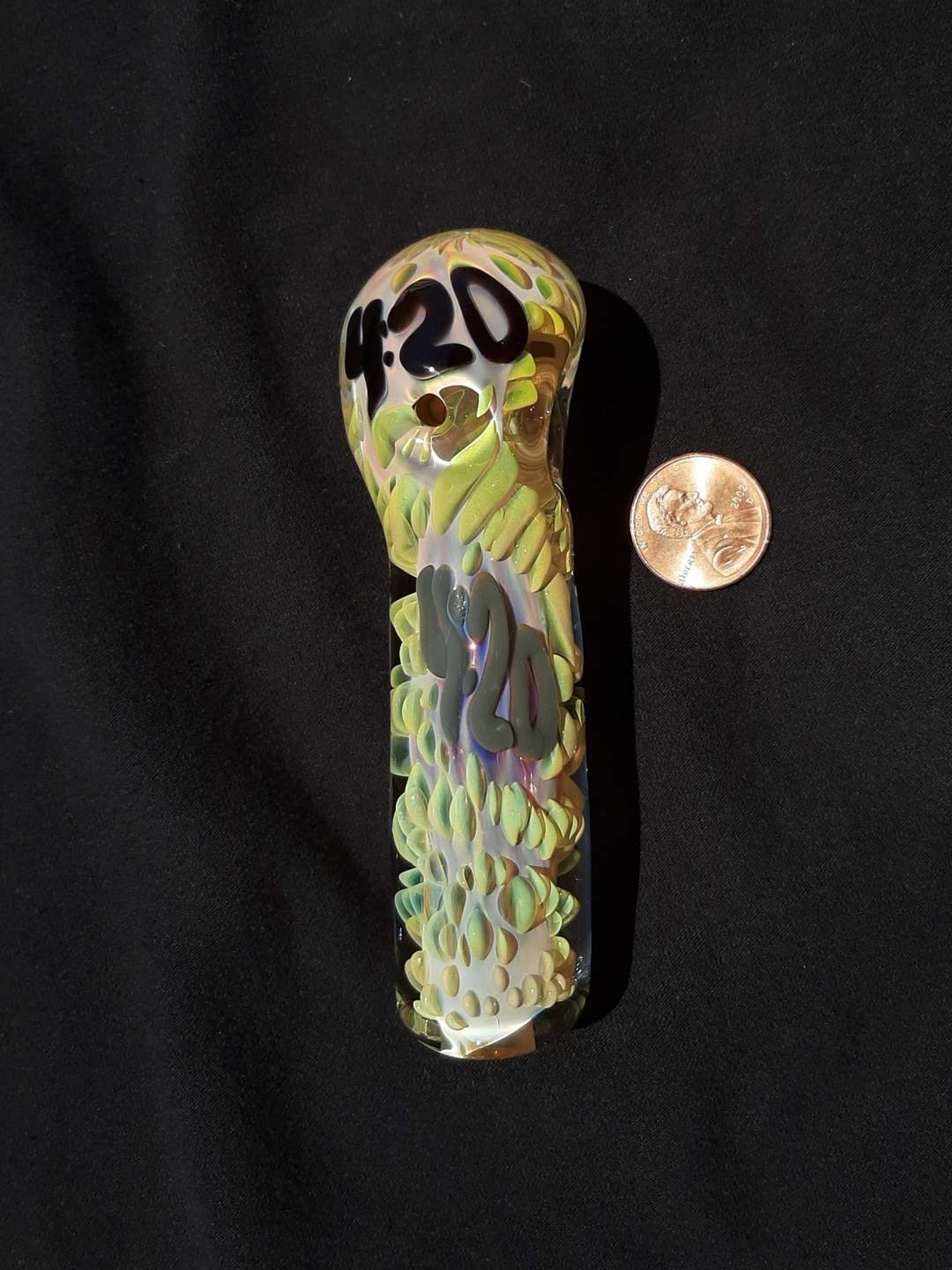 Preview pic of 4:20 inside out, color changing, borosilicate glass pipe, free shipping