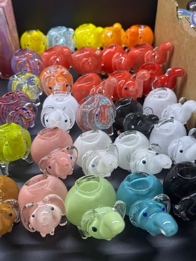 Preview pic of Handblown Mini Elephants Assorted colors