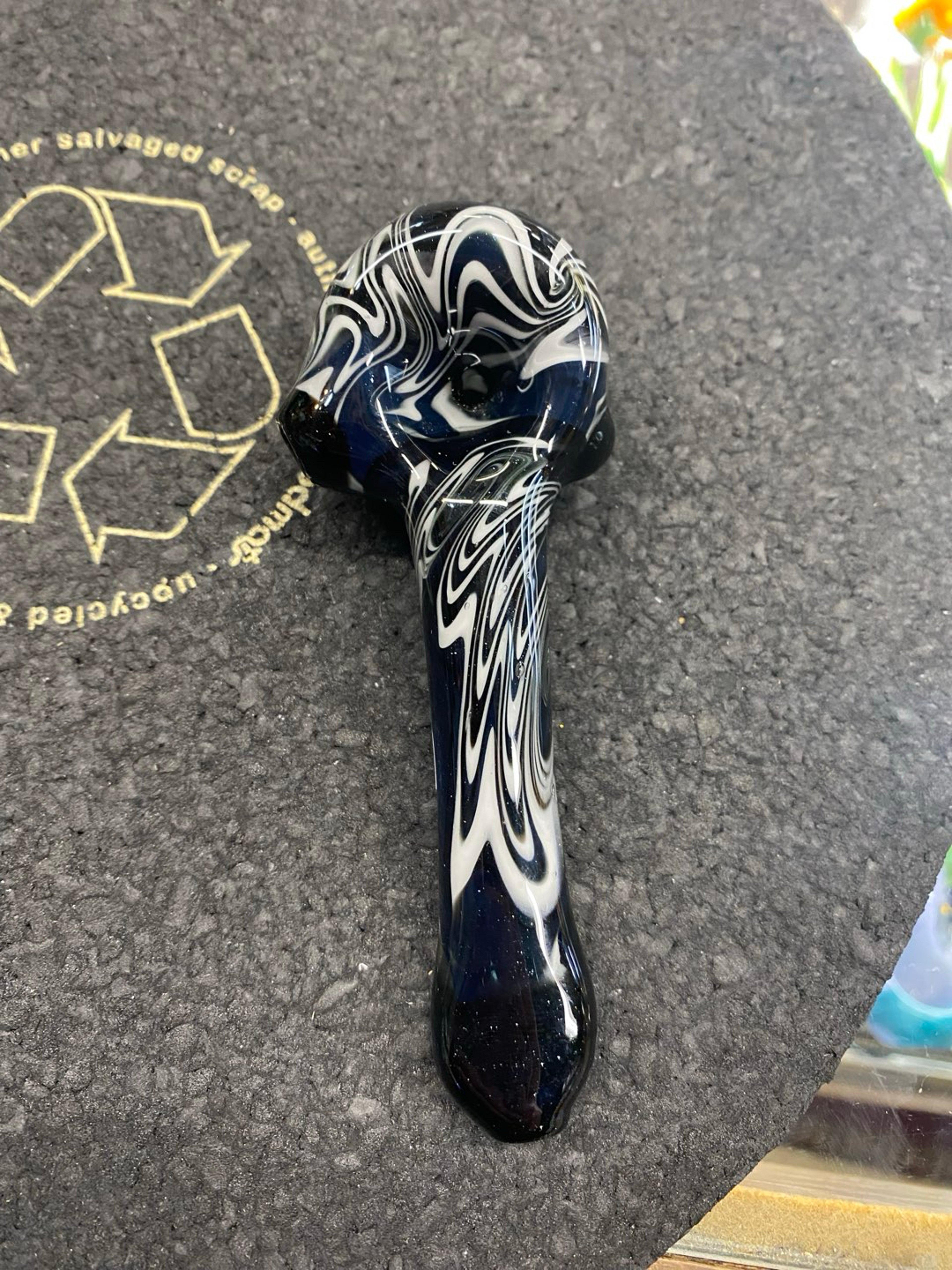 Freeways Glass Art Black & White Spoon image 0