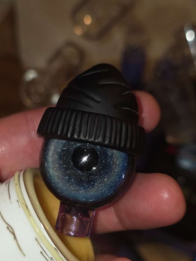 Preview pic of ​👁️ 30mm Signed Junkie Glass Beanie Eye Cap | Crushed Opal 👁️