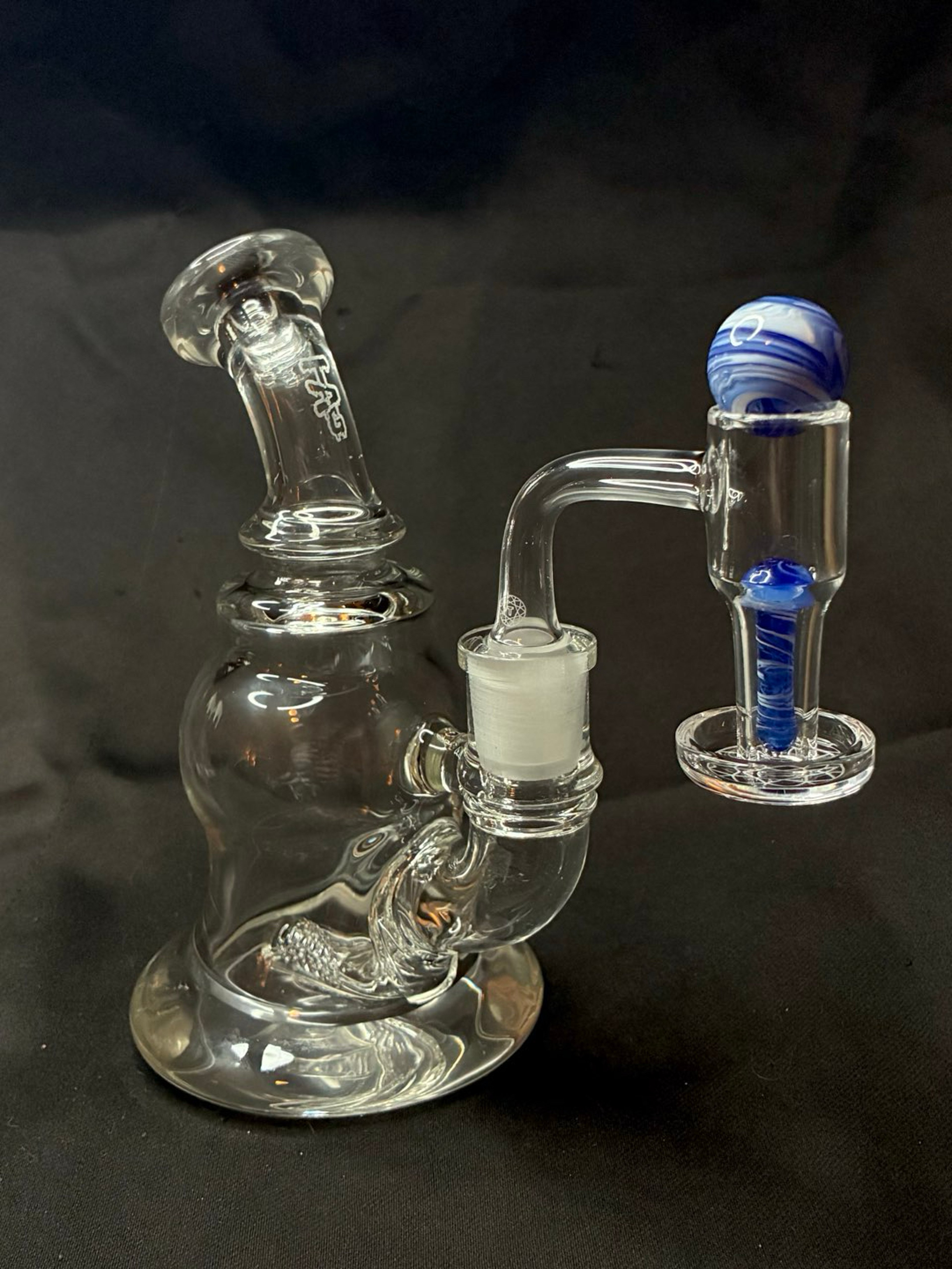 Preview pic of TAG Bellow Rig Set + Terporium Slurper & Blue Swirl Mushroom marble/pillar