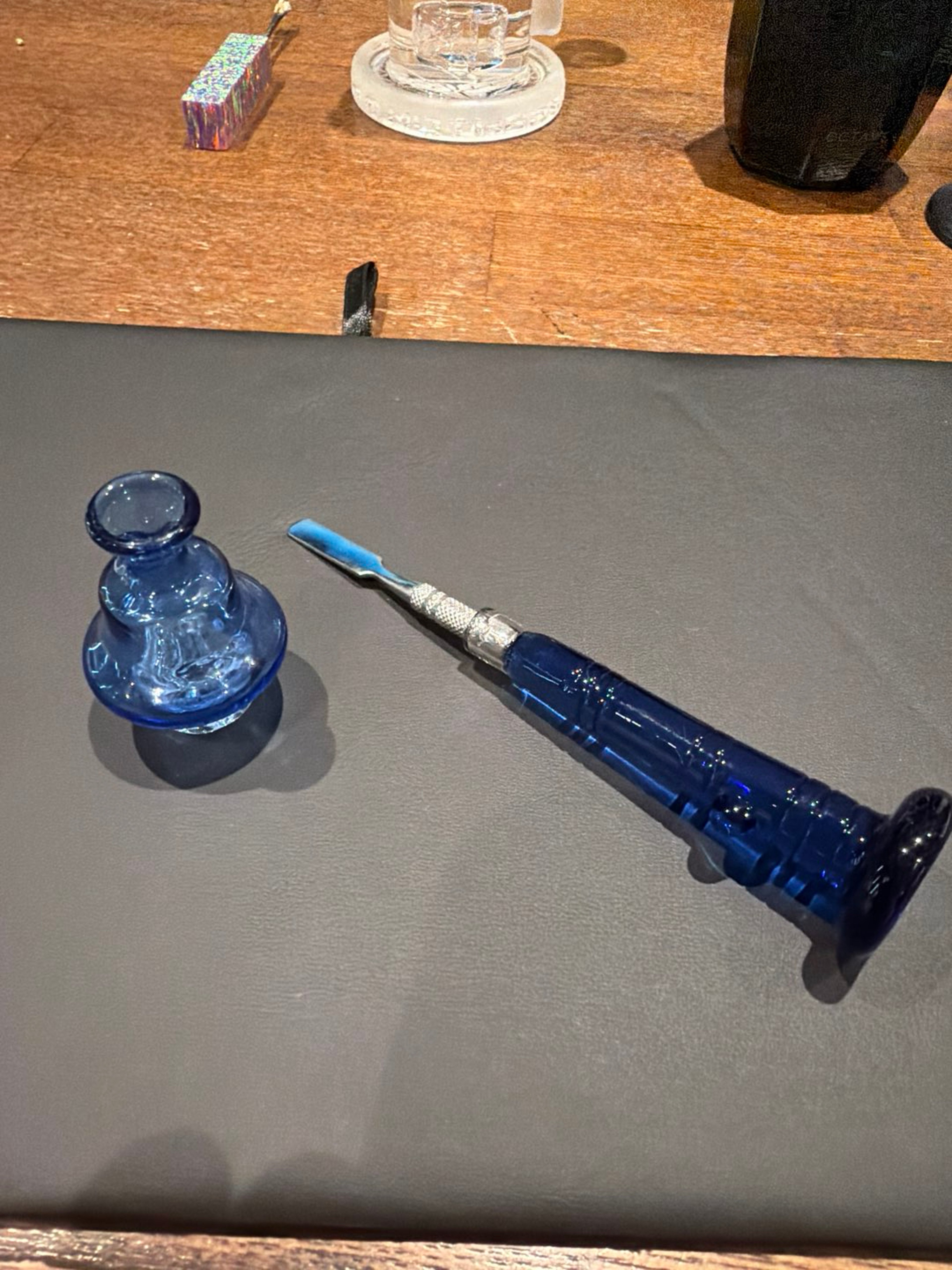 Preview pic of Glass dabber and spinner cap blue