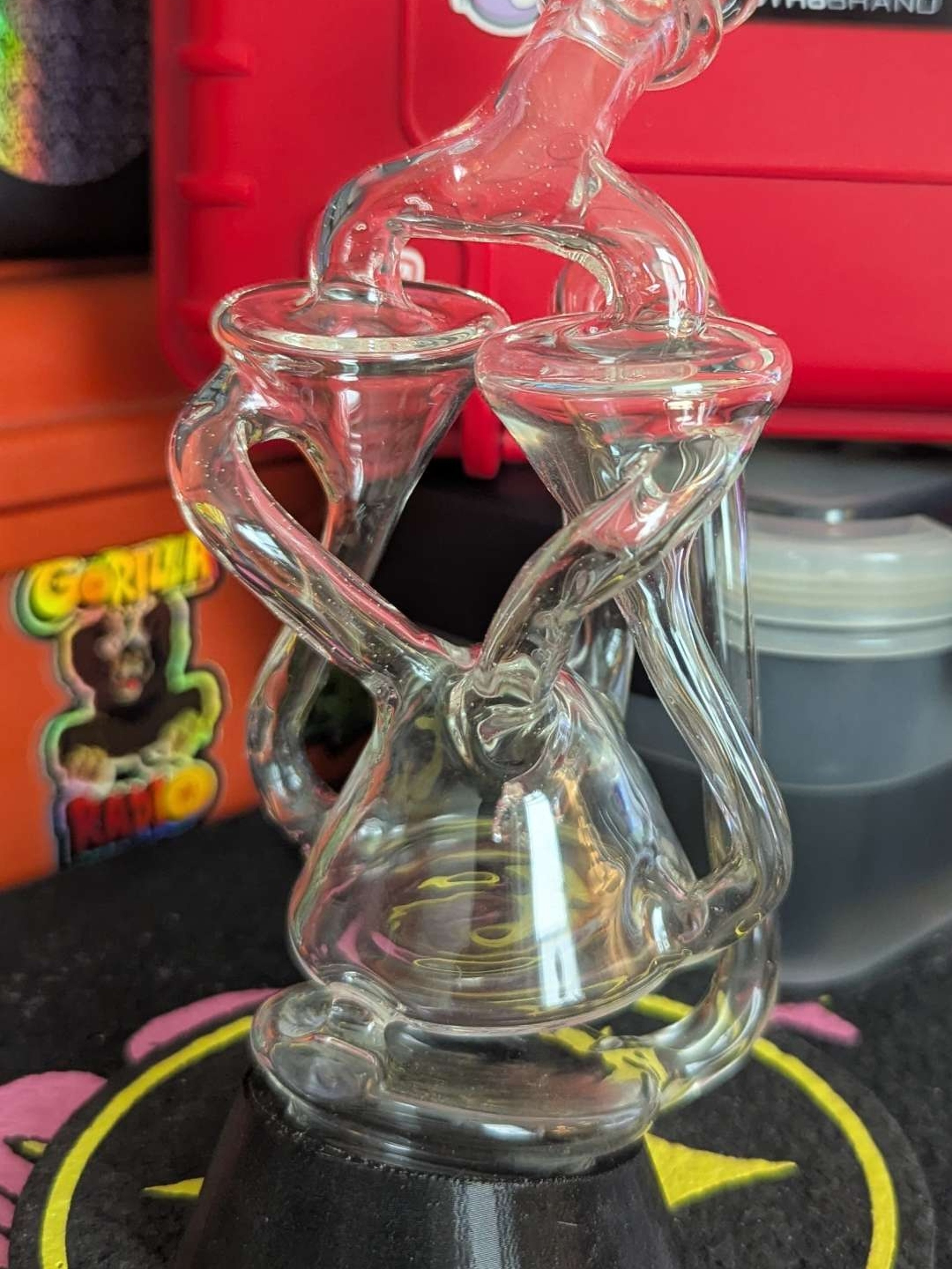 Preview pic of Manchild Glass UV Lucy Double Spinner Recycler Puffco Top