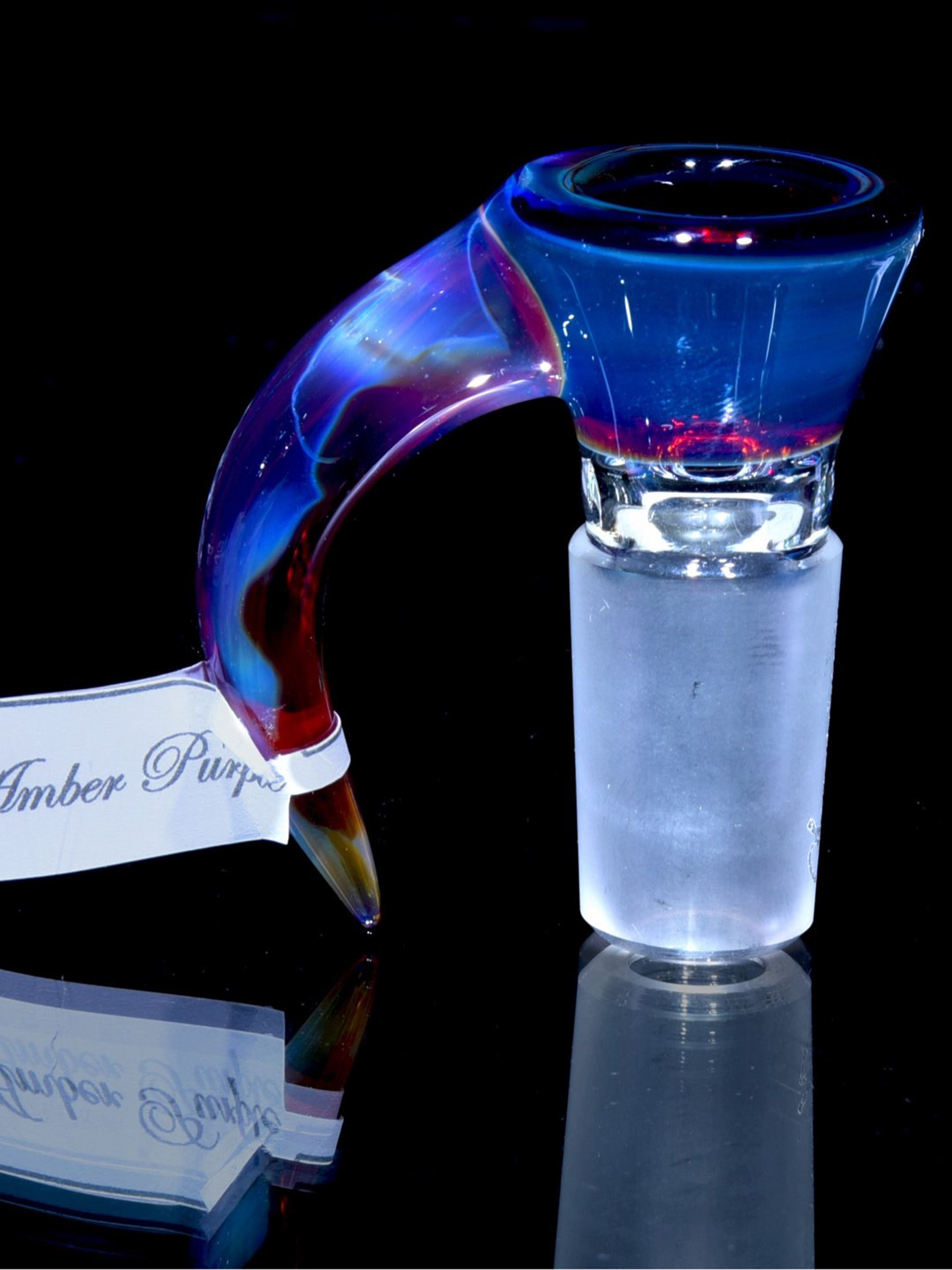 Preview pic of Sovereignty Glass - Fully-accented 4-hole Horned Slide - Amber Purple  - 18mm Male