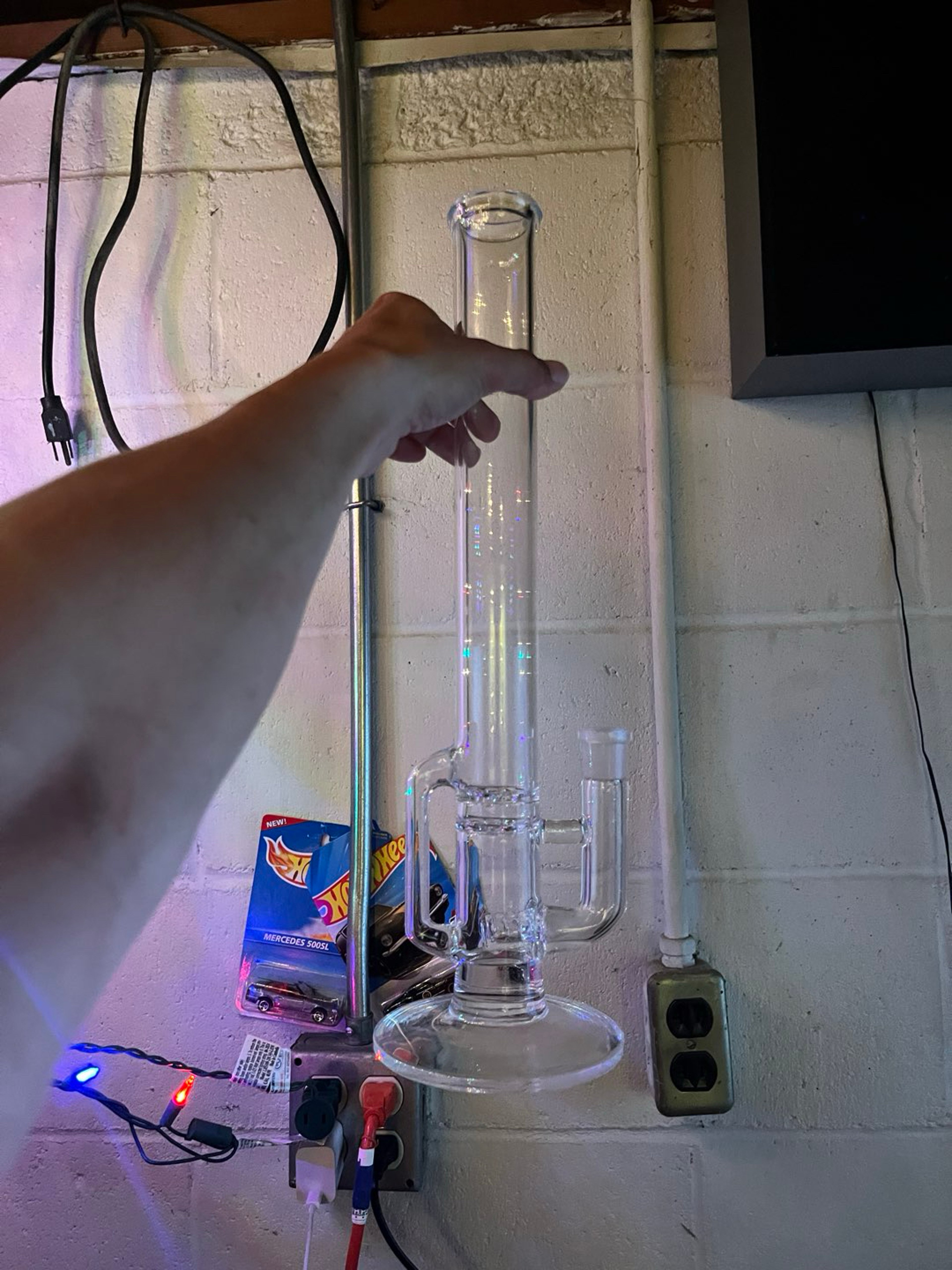 Preview pic of Green Belt Glass Double Three Hole Disc perc drain recycler