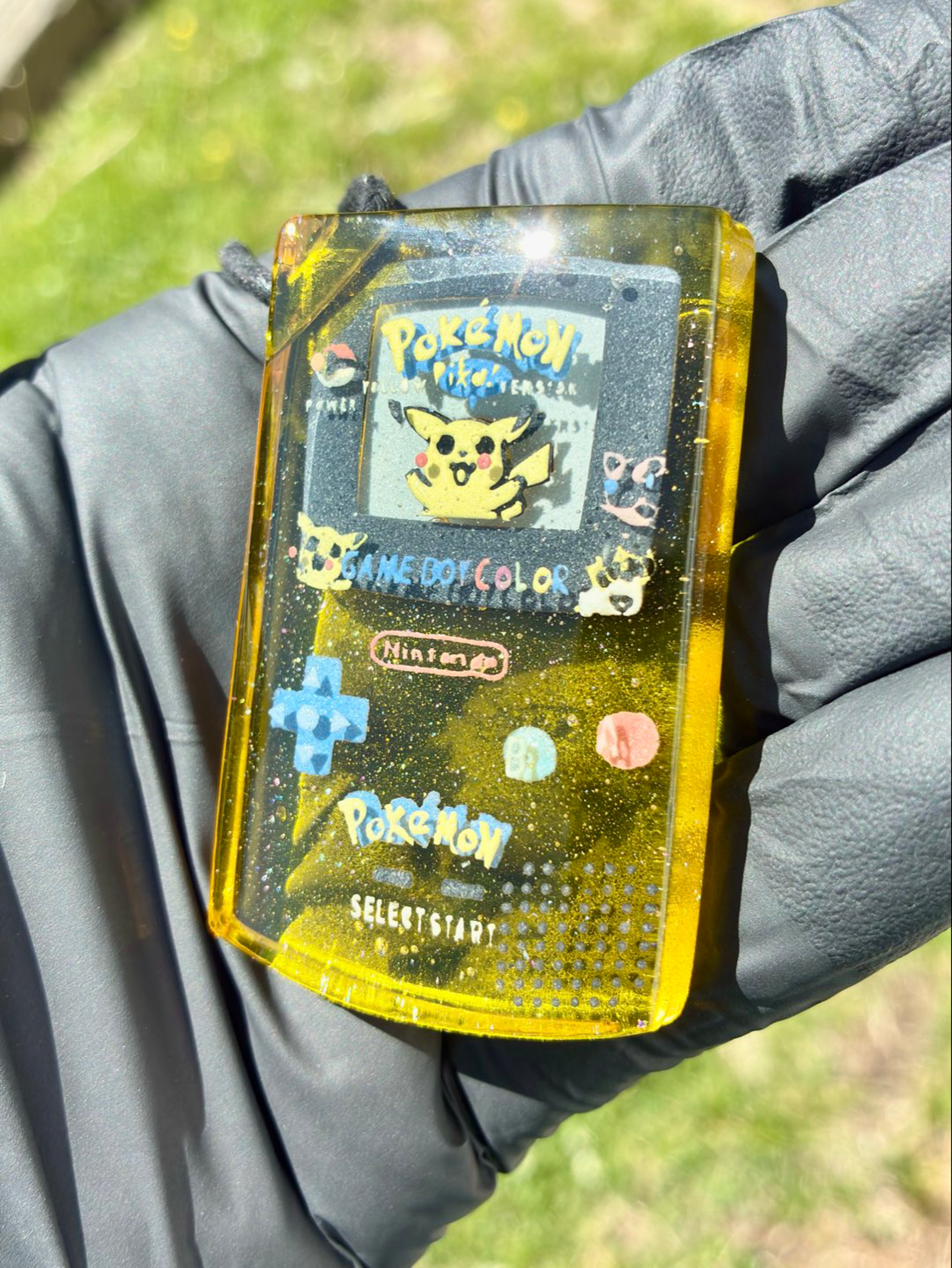 Gameboy color pikachu pendant UV glow in the dark image 0