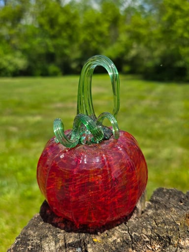 Preview pic of Reddish Orange Glass Pumpkin
