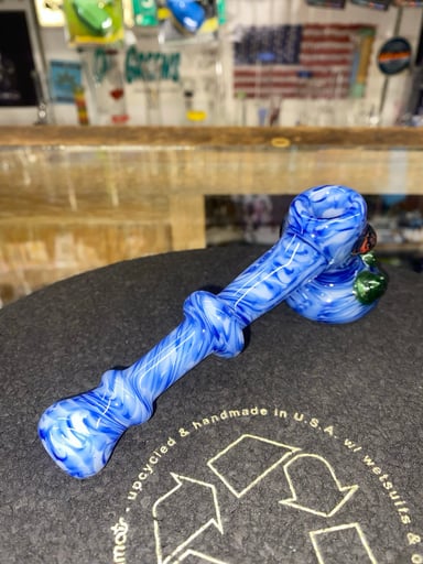 Preview pic of Blue Swirly Strawberry Glass Hammer Dry Pipe