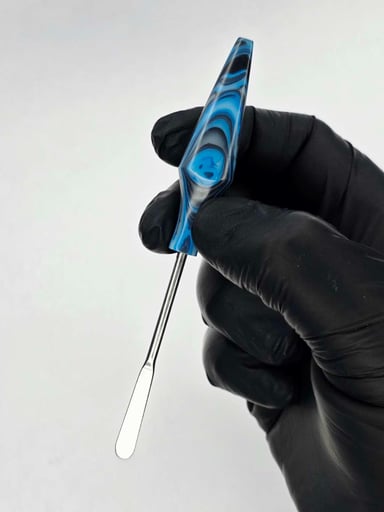 Preview pic of Handcrafted Blue Spear Dab Tool – Recycled HDPE Handle & Stainless Steel Paddle Tip | EDC Dab Tool | The Mellow Box