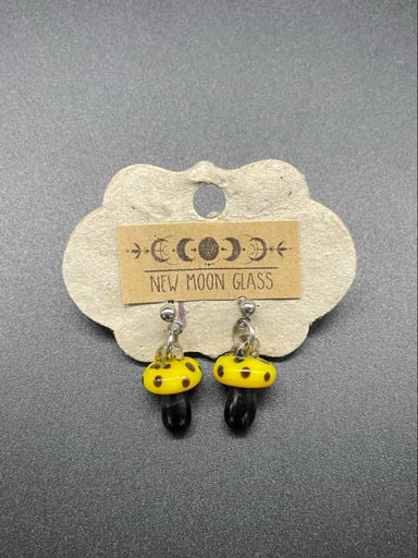Preview pic of New Moon Glass mushroom earrings