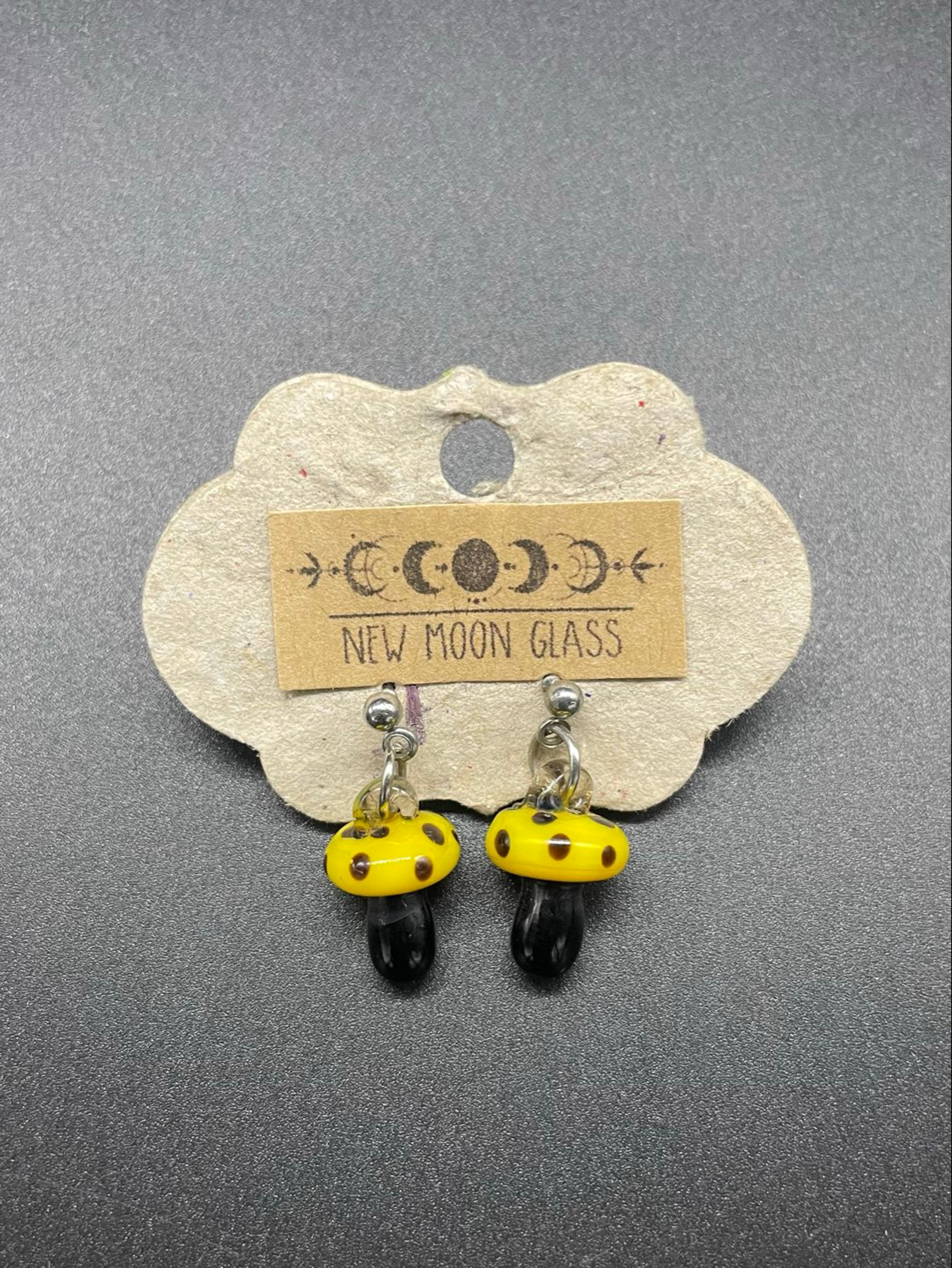 New Moon Glass mushroom earrings image 0