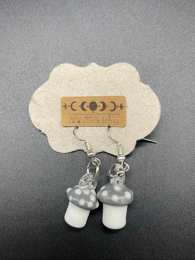 Preview pic of New Moon Glass mushroom earrings