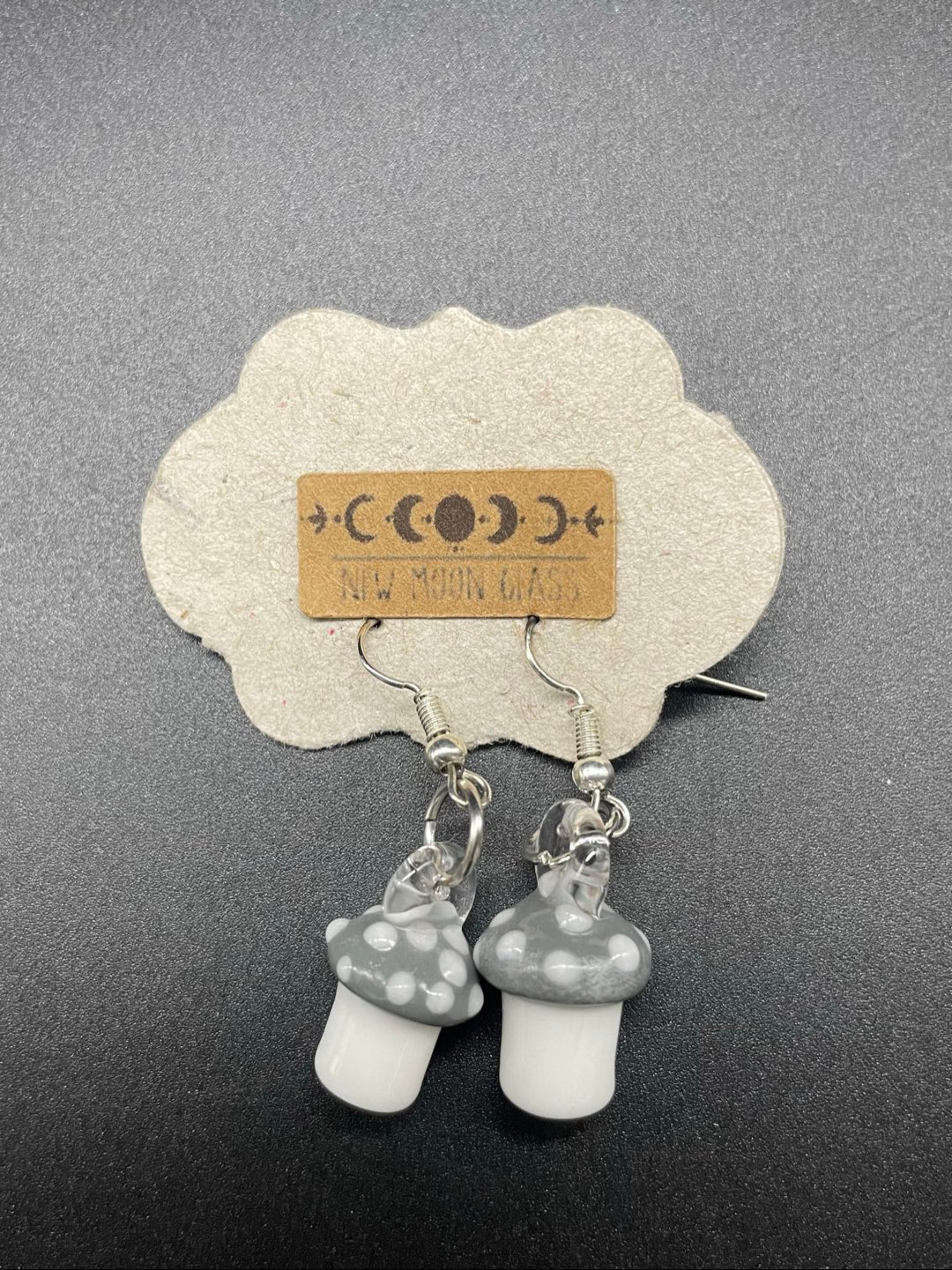 Preview pic of New Moon Glass mushroom earrings