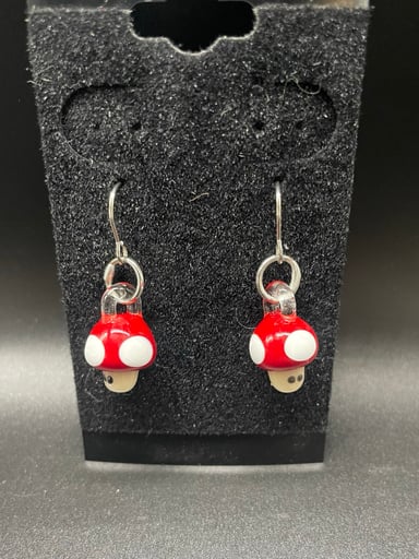 Preview pic of Narnia Grows mushroom earrings