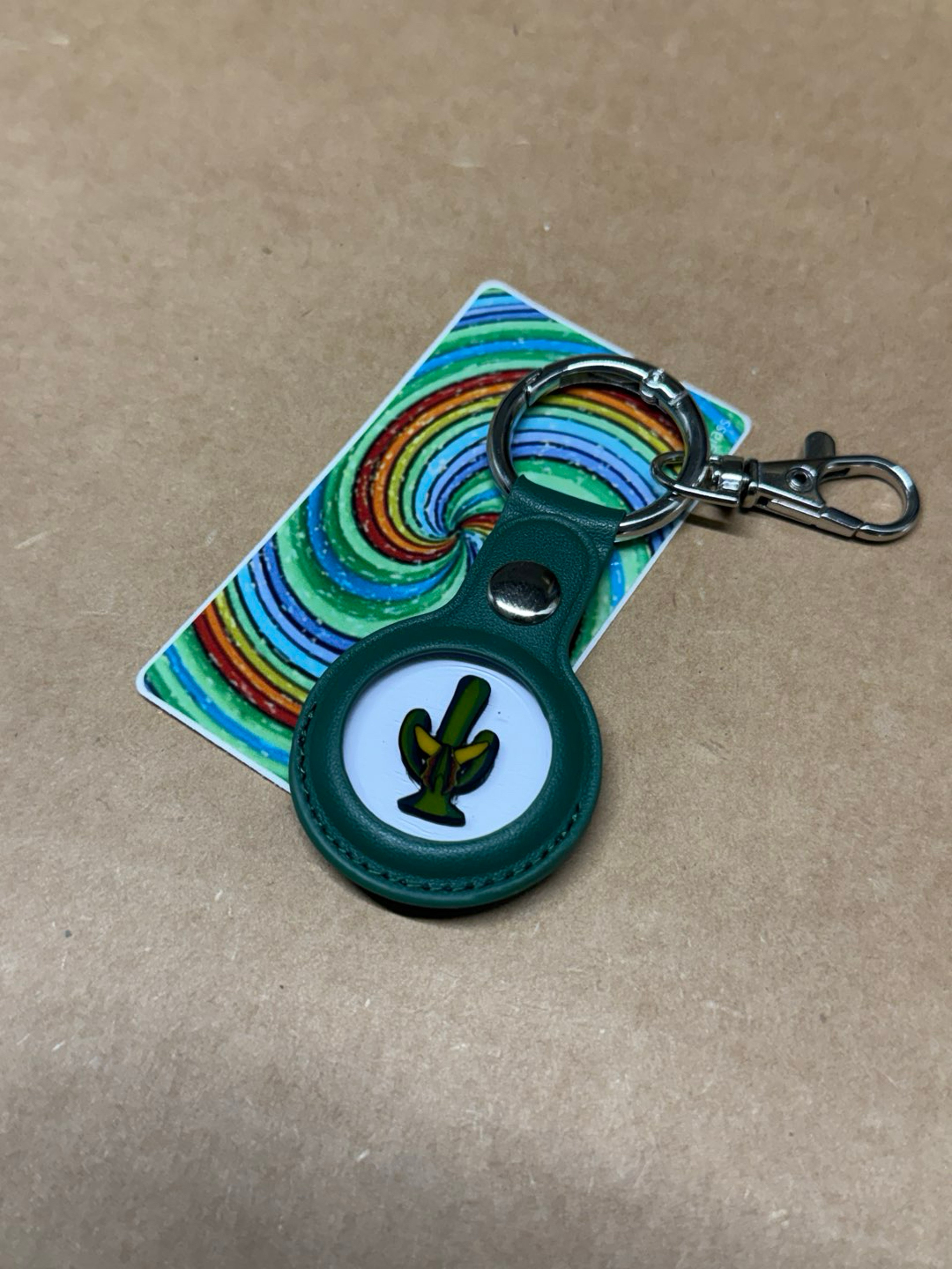 Leather Darby Keychain with Lrg Cactus Coin image 0