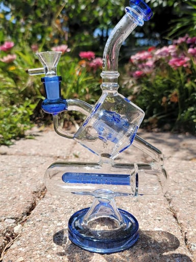 Preview pic of Inline Perc to Swiss Cube Blue Puslar 14mm Female