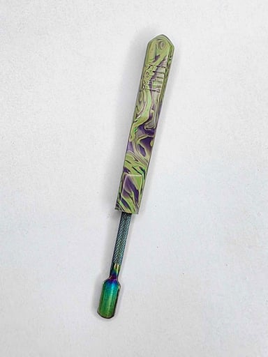 Preview pic of Toxic Monarch Dab Tool | Recycled HDPE Handle | Rainbow Stainless Steel Paddle Tip | Dab Tool by The Mellow Box