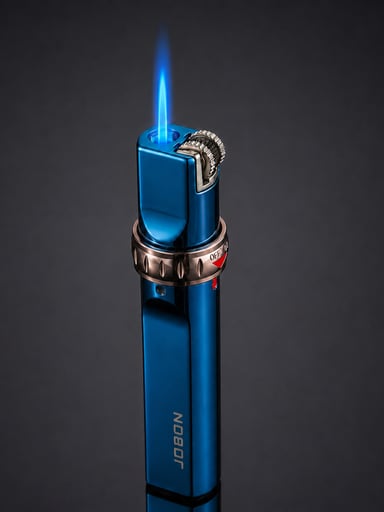 Preview pic of JOBON Windproof Jet Blue Flame Flint Lighter – Refillable Butane Torch Lighter Blue Ice ZB-633A