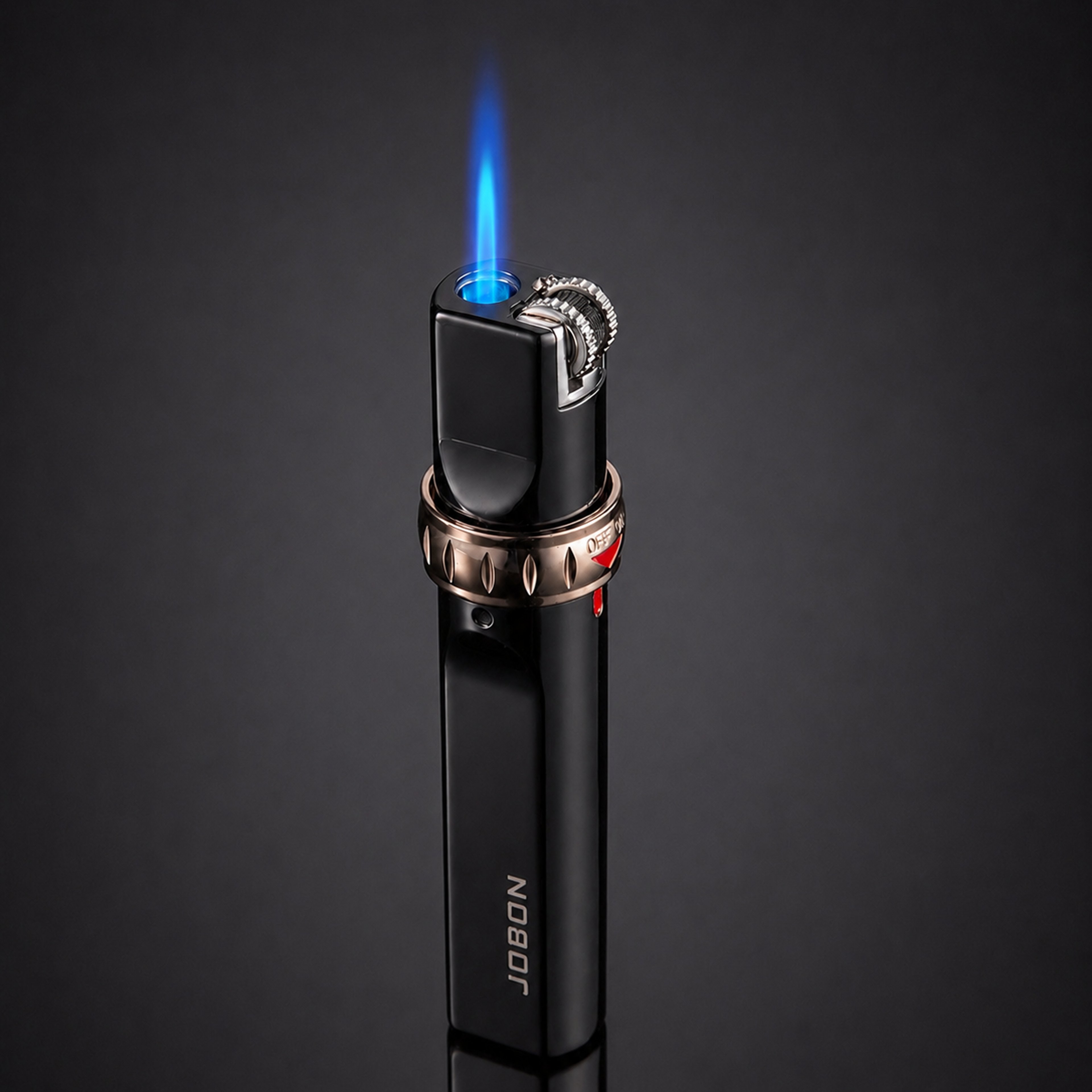JOBON Black Windproof Jet Flame Lighter – Refillable Butane Torch Lighter ZB-633A image 0